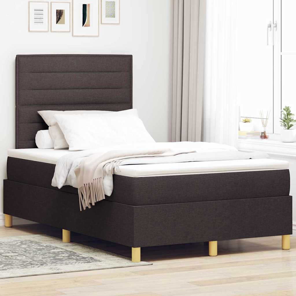 Boxspringbed met matras Donkerbruin 120 x 200 cm Stof is nu te koop bij PeponiXL, paradijselijk wonen!