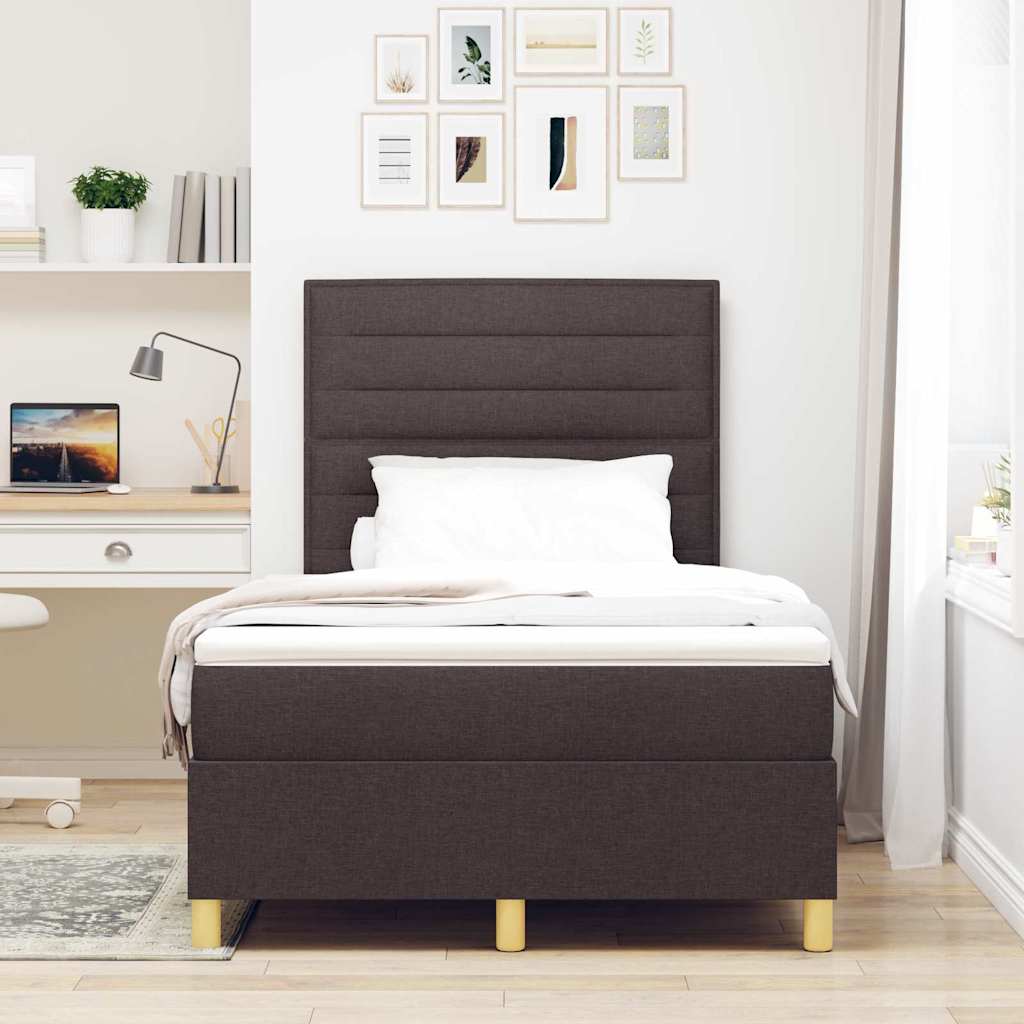 Boxspringbed met matras Donkerbruin 120 x 200 cm Stof is nu te koop bij PeponiXL, paradijselijk wonen!