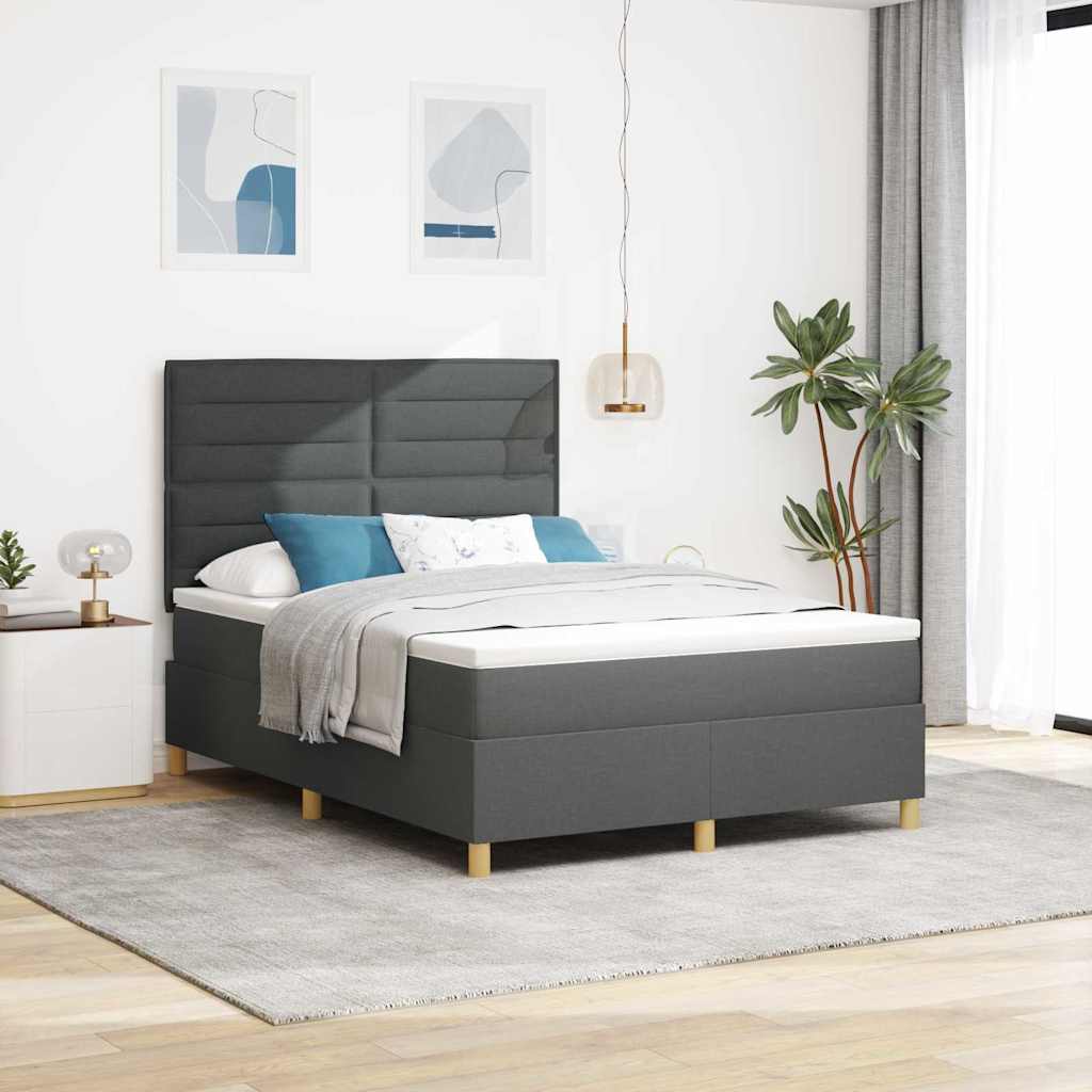 Boxspringbed met matras Donkergrijs 140 x 190 cm Stof is nu te koop bij PeponiXL, paradijselijk wonen!