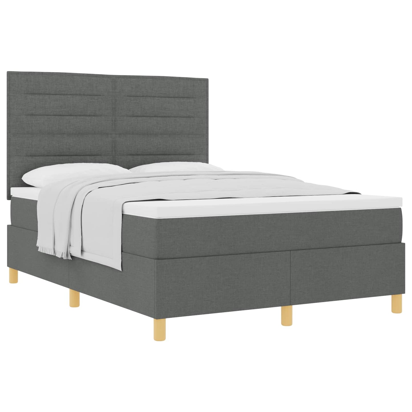 Boxspringbed met matras Donkergrijs 140 x 190 cm Stof is nu te koop bij PeponiXL, paradijselijk wonen!