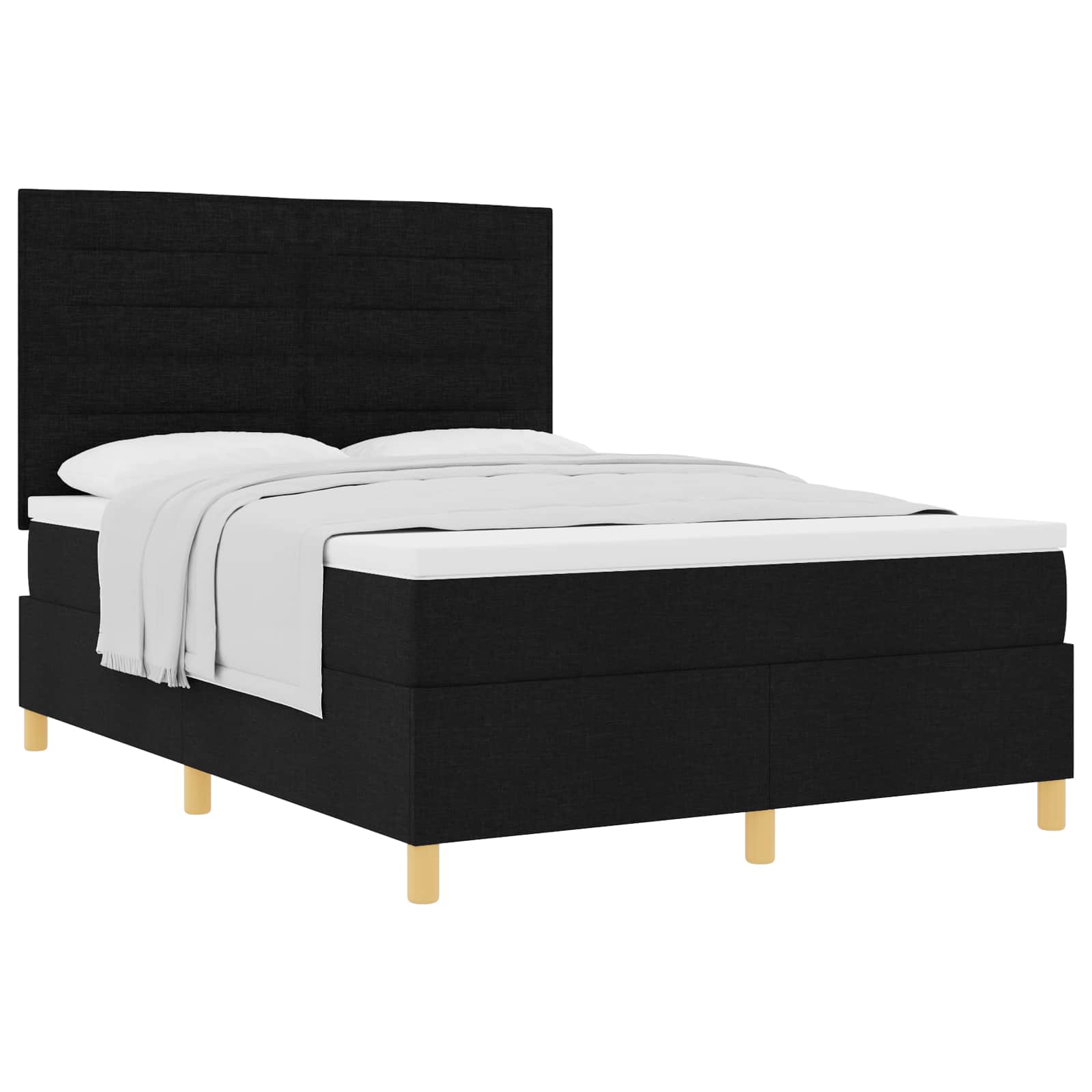 Boxspringbed met matras met hoofdeinde Zwart 140 x 190 cm Stof is nu te koop bij PeponiXL, paradijselijk wonen!