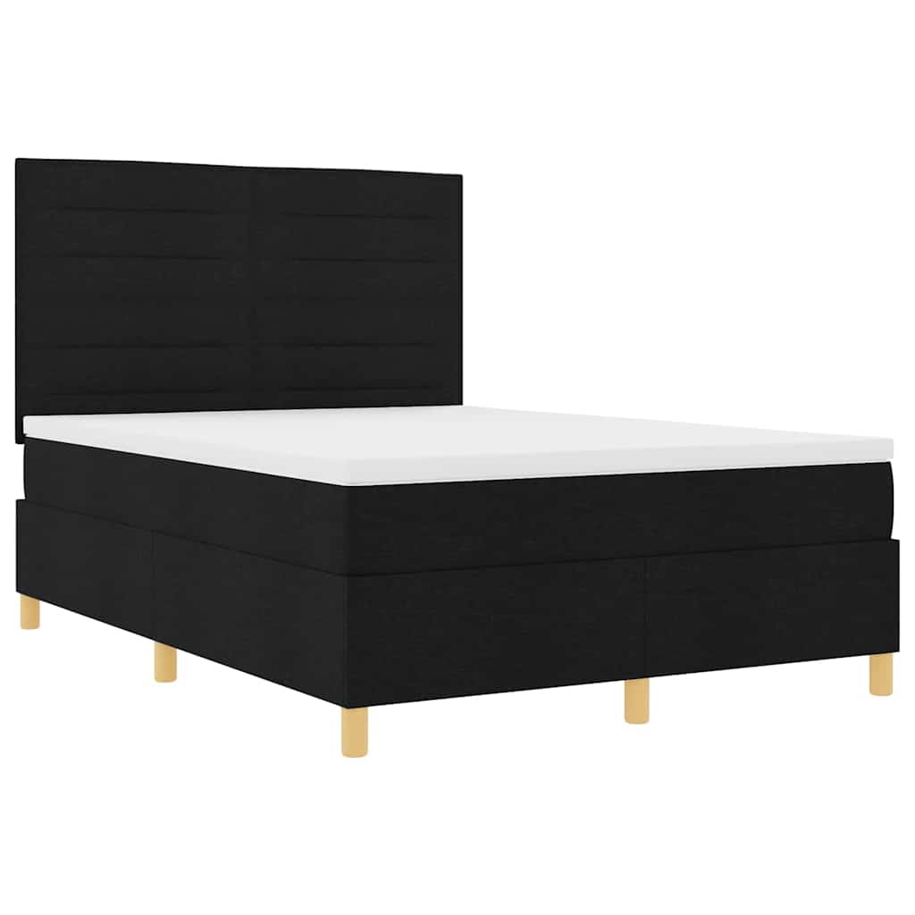Boxspringbed met matras met hoofdeinde Zwart 140 x 190 cm Stof is nu te koop bij PeponiXL, paradijselijk wonen!