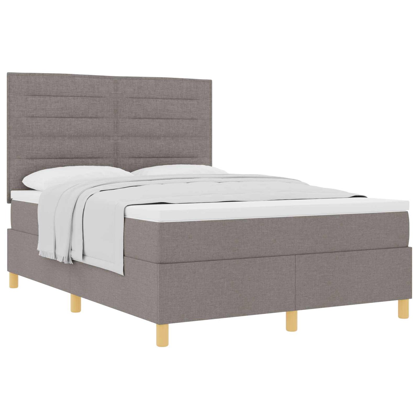 Boxspringbed met matras met hoofdeinde Taupe 140 x 190 cm Stof is nu te koop bij PeponiXL, paradijselijk wonen!