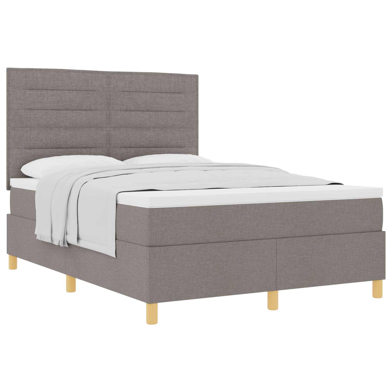 Boxspringbed met matras met hoofdeinde Taupe 140 x 190 cm Stof is nu te koop bij PeponiXL, paradijselijk wonen!