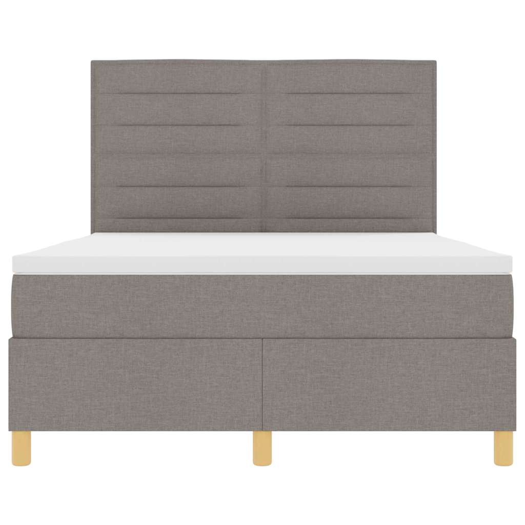 Boxspringbed met matras met hoofdeinde Taupe 140 x 190 cm Stof is nu te koop bij PeponiXL, paradijselijk wonen!
