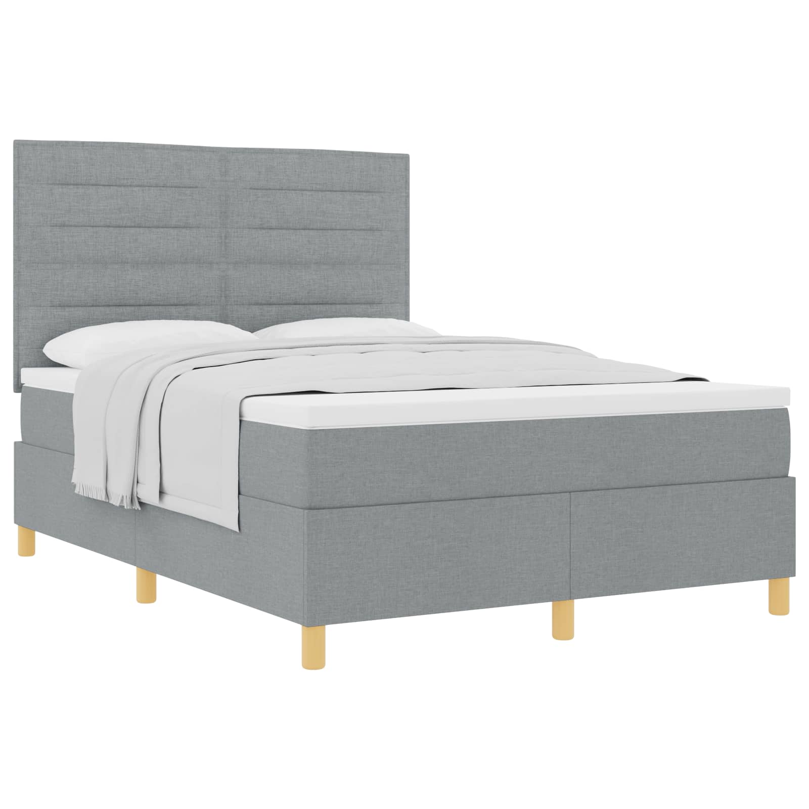 Boxspringbed met matras Lichtgrijs 140 x 200 cm Stof is nu te koop bij PeponiXL, paradijselijk wonen!