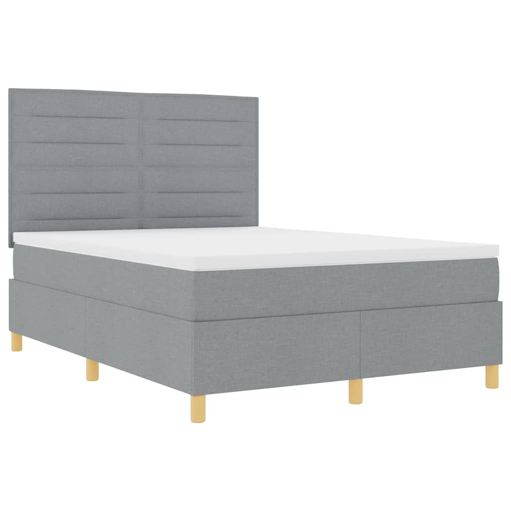Boxspringbed met matras Lichtgrijs 140 x 200 cm Stof is nu te koop bij PeponiXL, paradijselijk wonen!