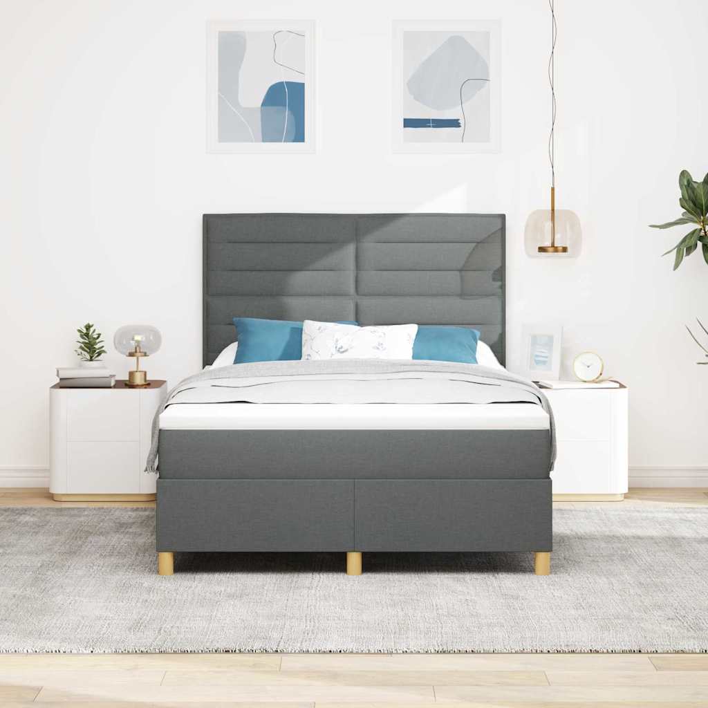 Boxspringbed met matras Donkergrijs 140 x 200 cm Stof is nu te koop bij PeponiXL, paradijselijk wonen!