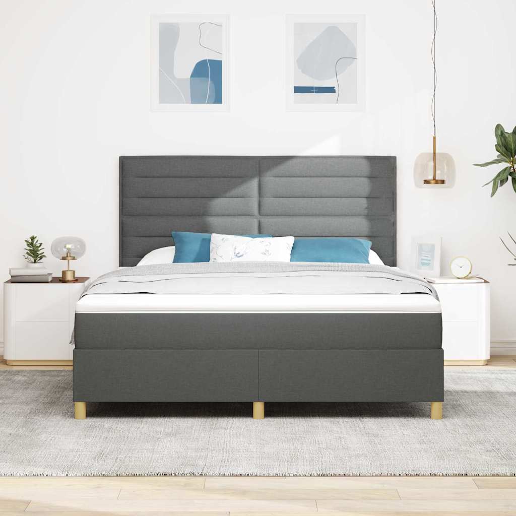 Boxspringbed met matras Donkergrijs 180 x 200 cm Stof is nu te koop bij PeponiXL, paradijselijk wonen!