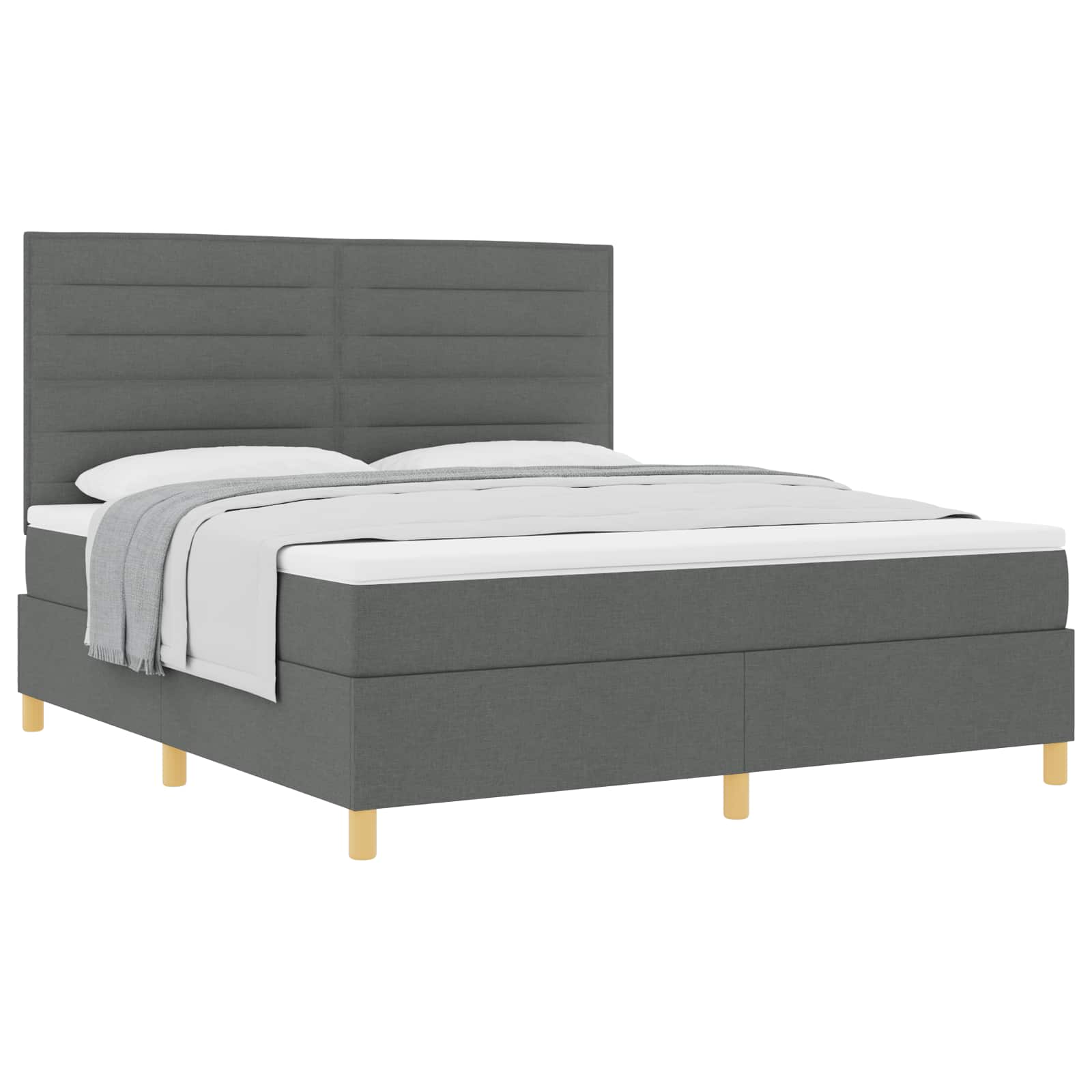 Boxspringbed met matras Donkergrijs 180 x 200 cm Stof is nu te koop bij PeponiXL, paradijselijk wonen!