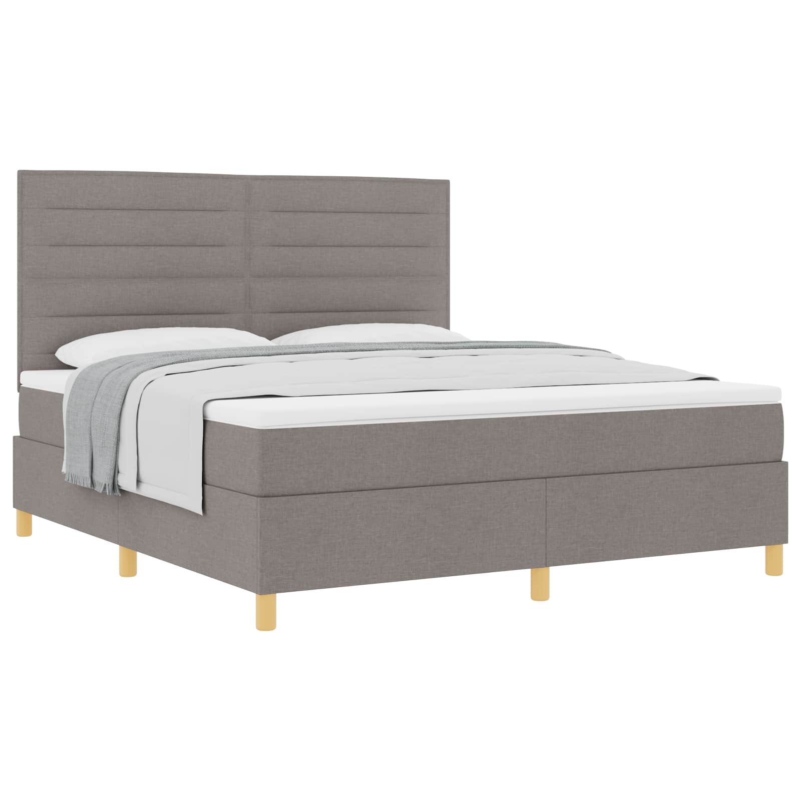 Boxspringbed met matras met hoofdeinde Taupe 180 x 200 cm Stof is nu te koop bij PeponiXL, paradijselijk wonen!