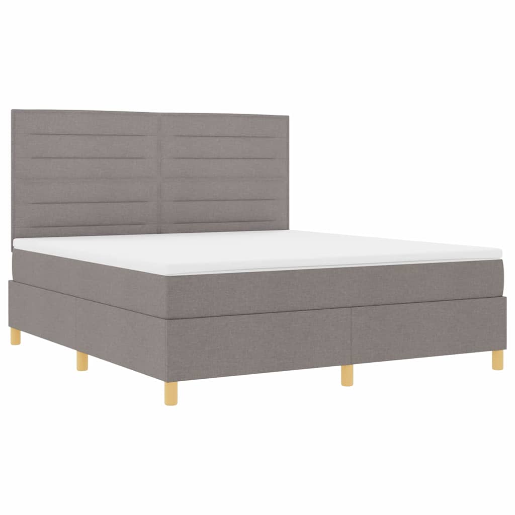 Boxspringbed met matras met hoofdeinde Taupe 180 x 200 cm Stof is nu te koop bij PeponiXL, paradijselijk wonen!