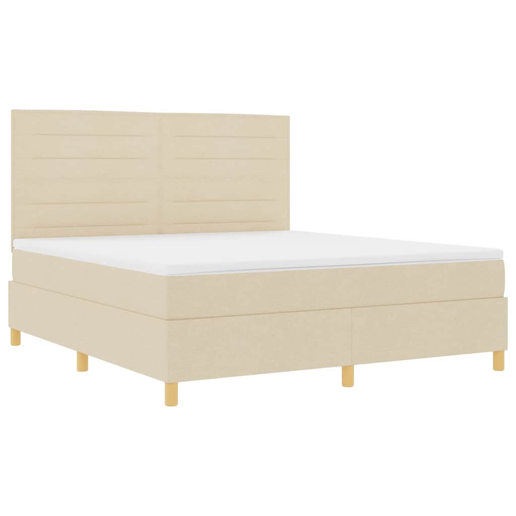 Boxspringbed met matras met hoofdeinde Crème 180 x 200 cm Stof is nu te koop bij PeponiXL, paradijselijk wonen!