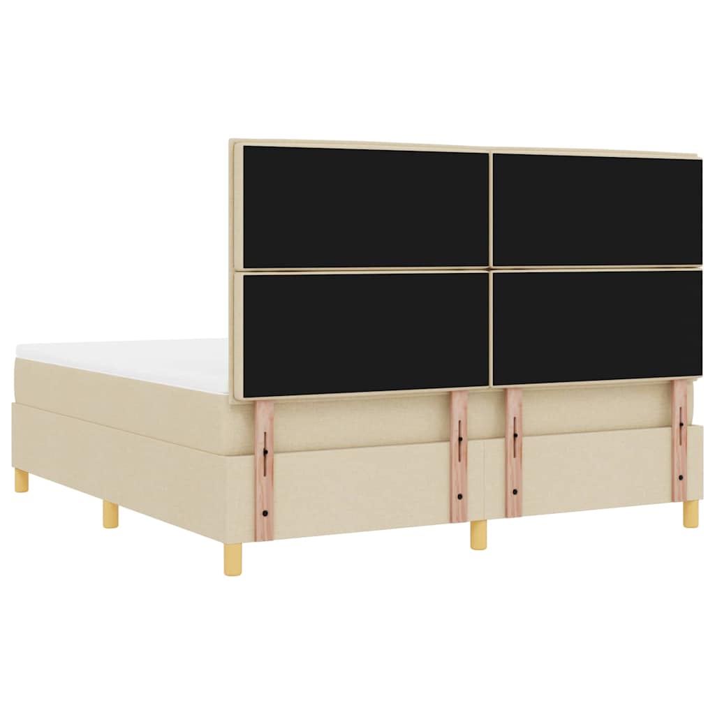 Boxspringbed met matras met hoofdeinde Crème 180 x 200 cm Stof is nu te koop bij PeponiXL, paradijselijk wonen!