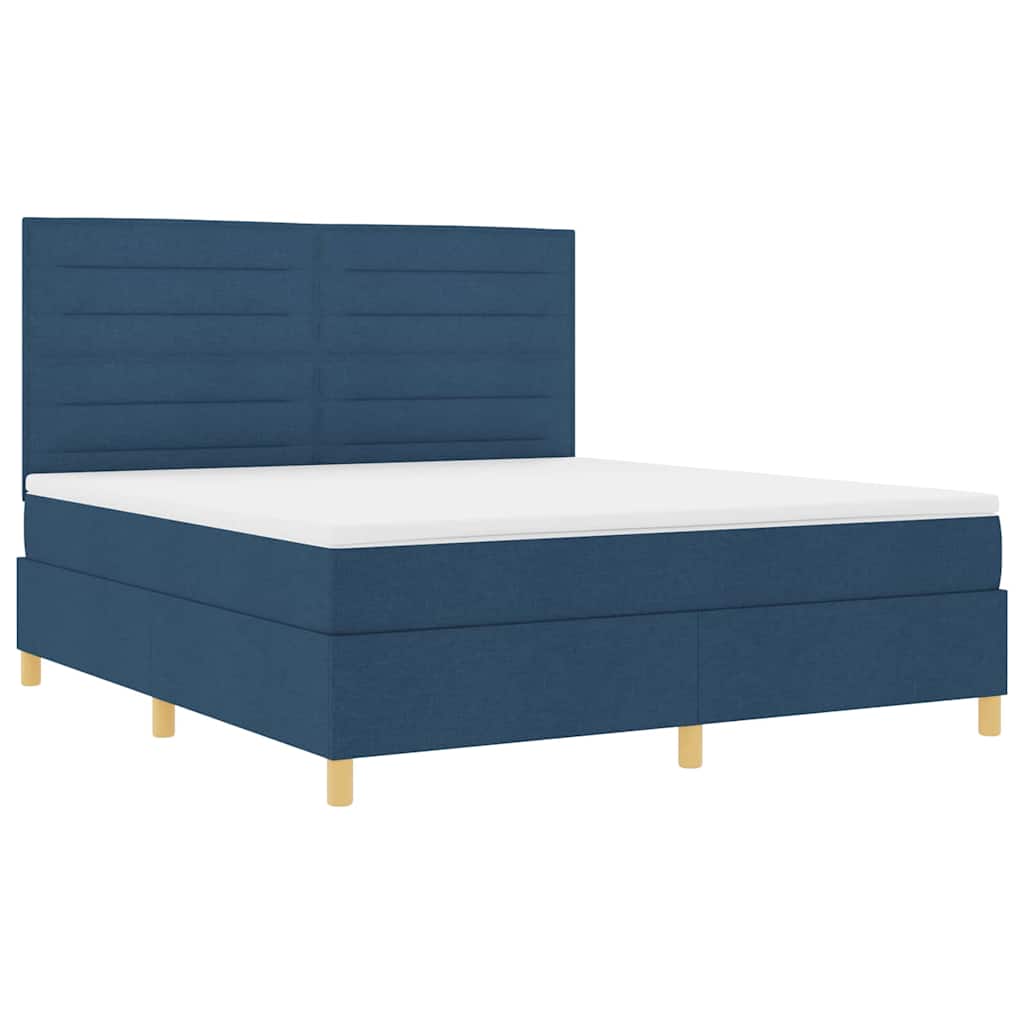 Boxspringbed met matras met hoofdeinde Blauw 180 x 200 cm Stof is nu te koop bij PeponiXL, paradijselijk wonen!