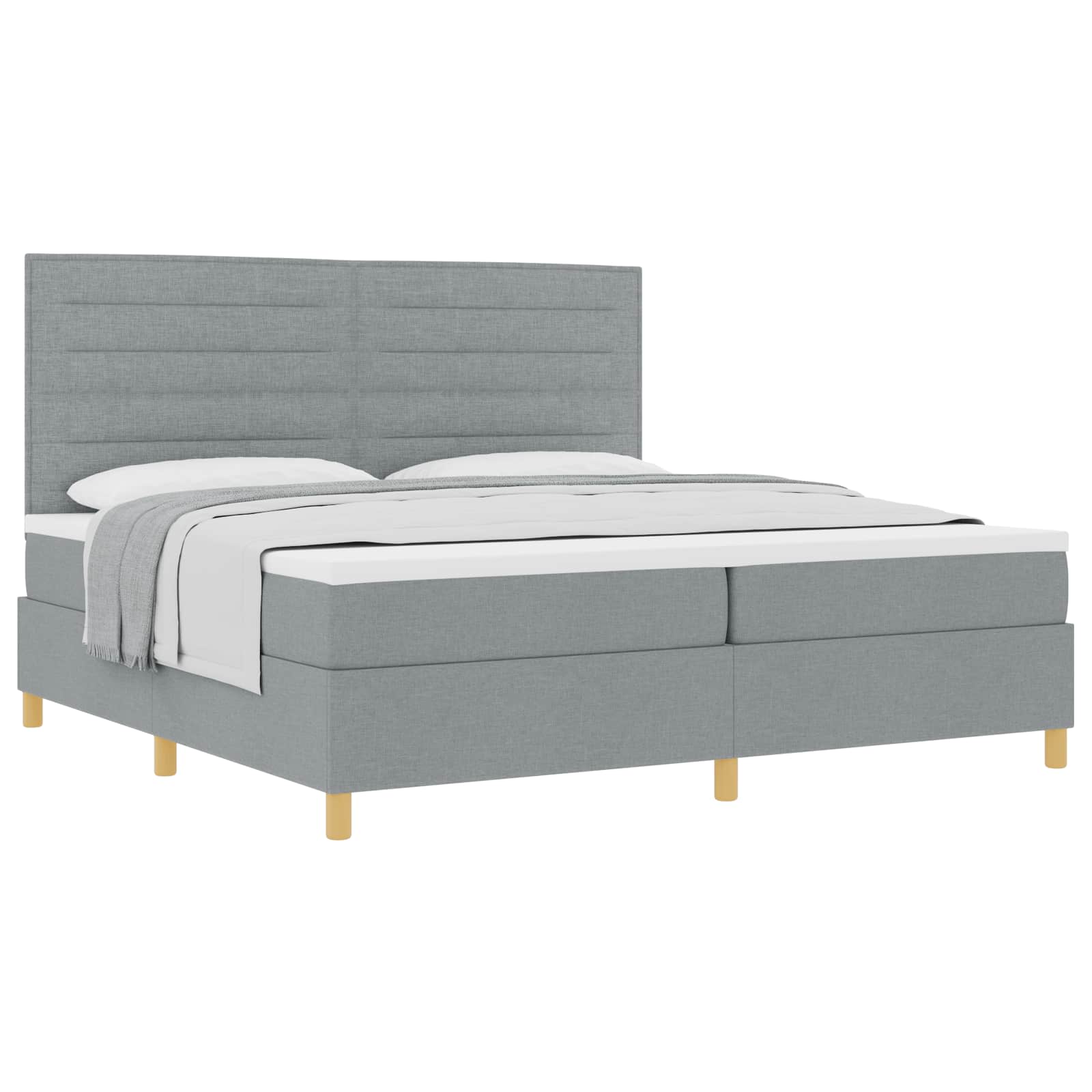 Boxspringbed met matras Lichtgrijs 200 x 200 cm Stof is nu te koop bij PeponiXL, paradijselijk wonen!