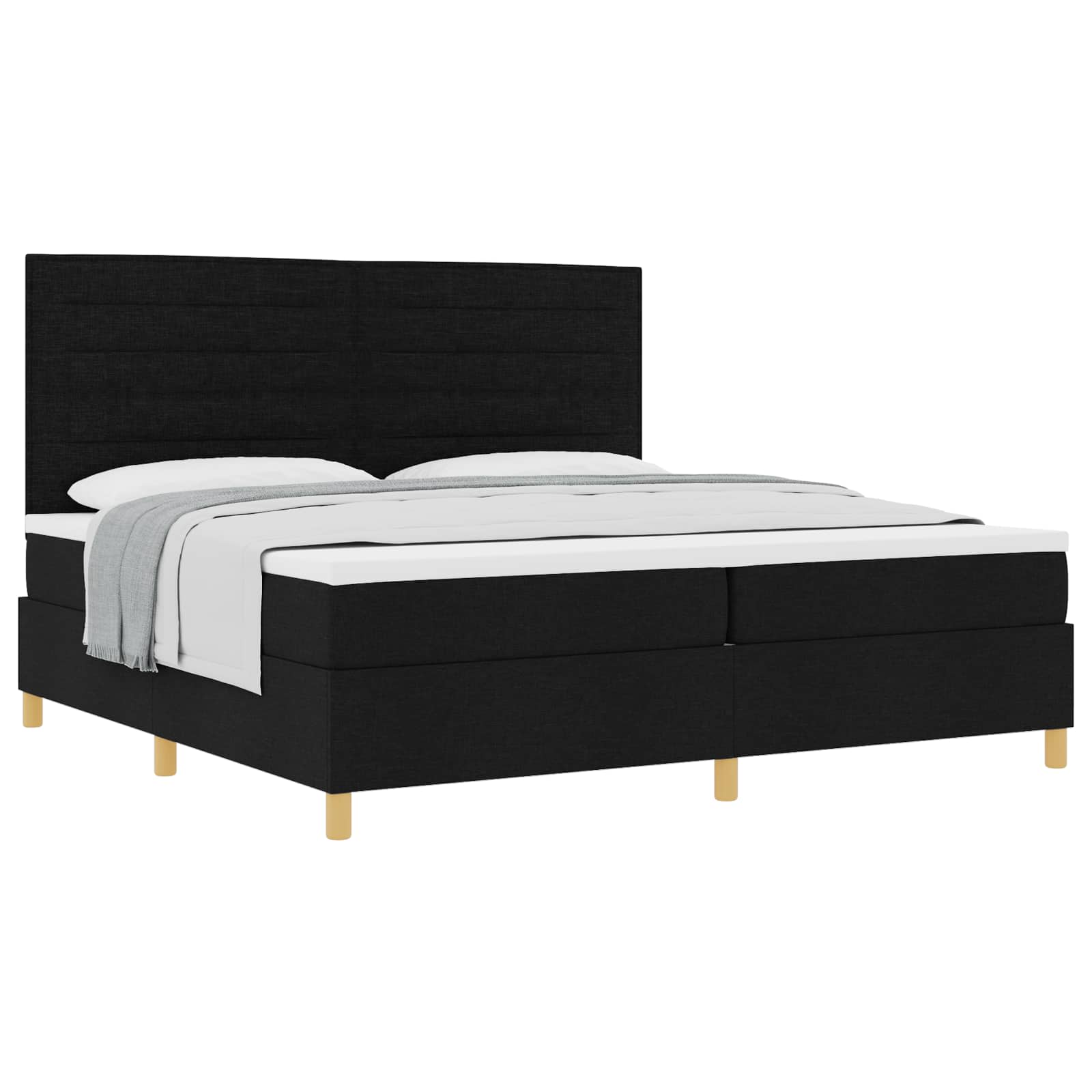 Boxspringbed met matras met hoofdeinde Zwart 200 x 200 cm Stof is nu te koop bij PeponiXL, paradijselijk wonen!