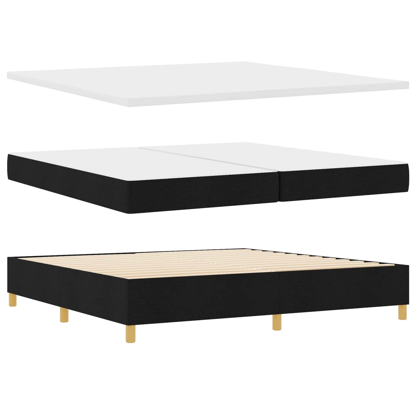 Boxspringbed met matras met hoofdeinde Zwart 200 x 200 cm Stof is nu te koop bij PeponiXL, paradijselijk wonen!