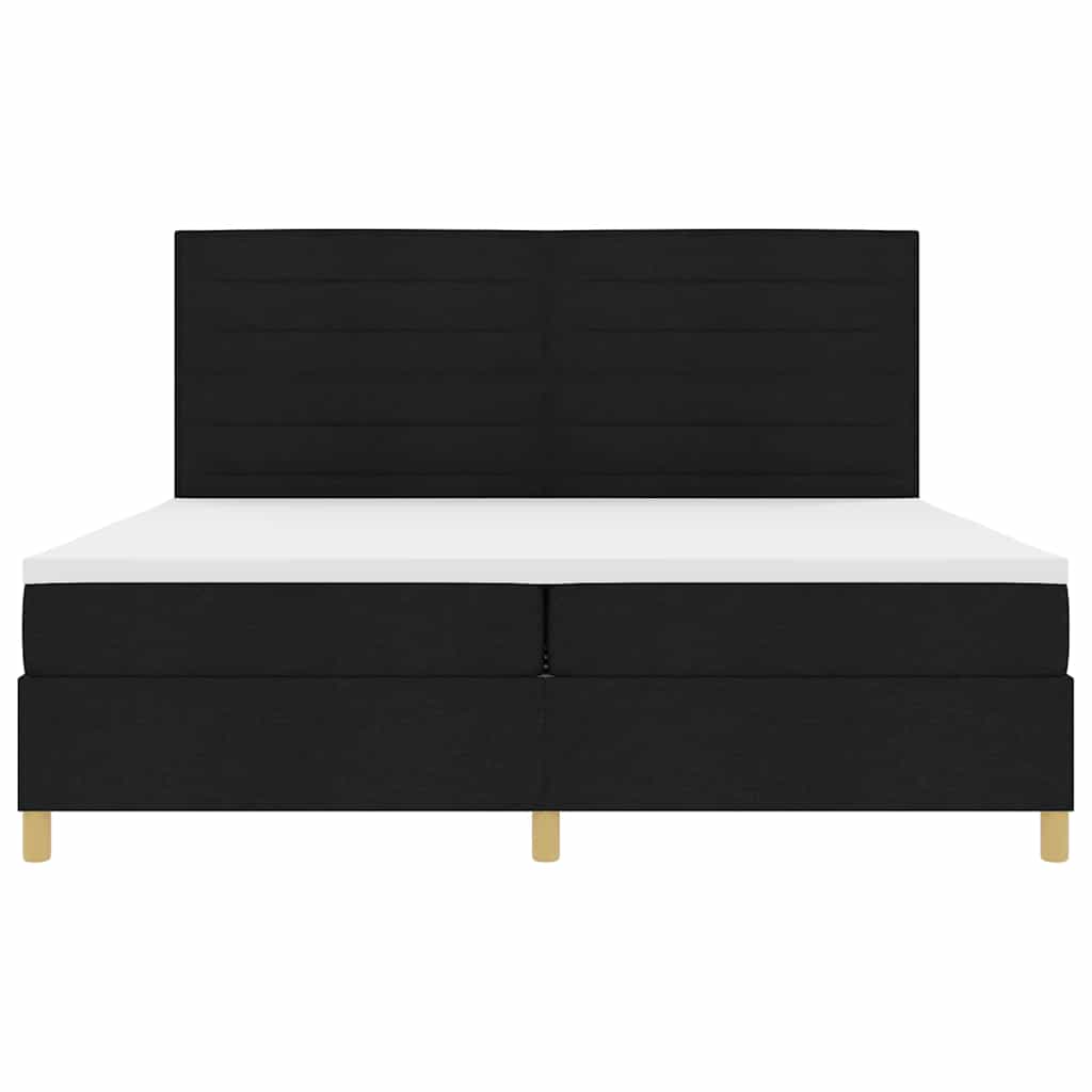 Boxspringbed met matras met hoofdeinde Zwart 200 x 200 cm Stof is nu te koop bij PeponiXL, paradijselijk wonen!