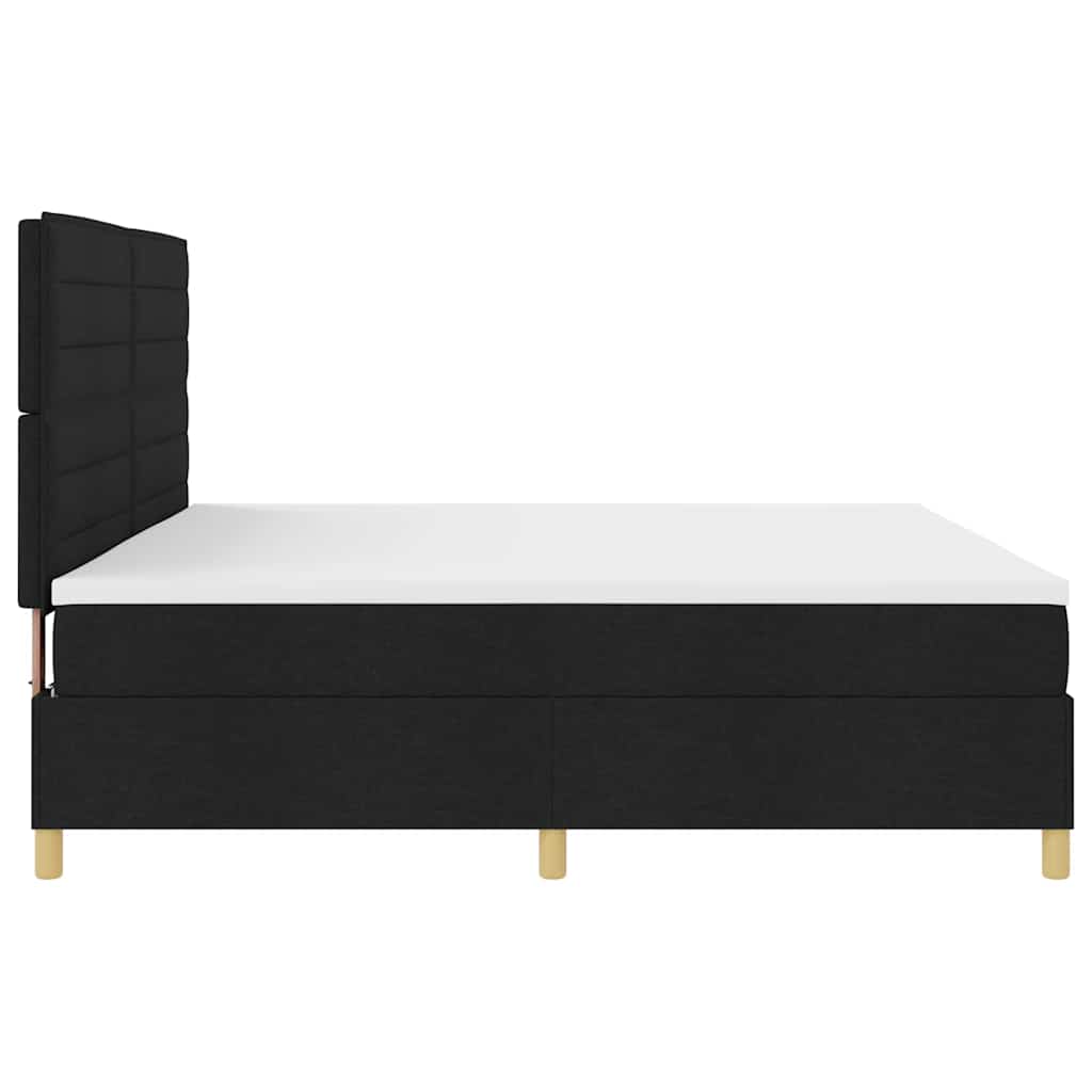 Boxspringbed met matras met hoofdeinde Zwart 200 x 200 cm Stof is nu te koop bij PeponiXL, paradijselijk wonen!