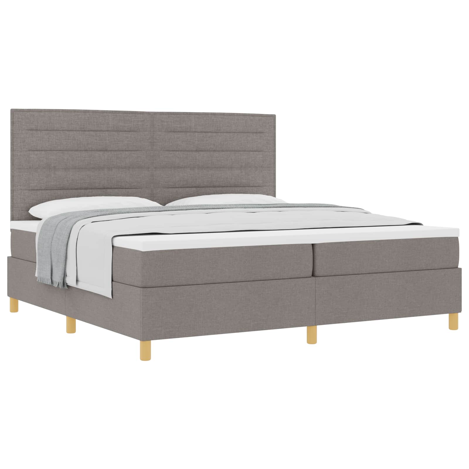 Boxspringbed met matras met hoofdeinde Taupe 200 x 200 cm Stof is nu te koop bij PeponiXL, paradijselijk wonen!
