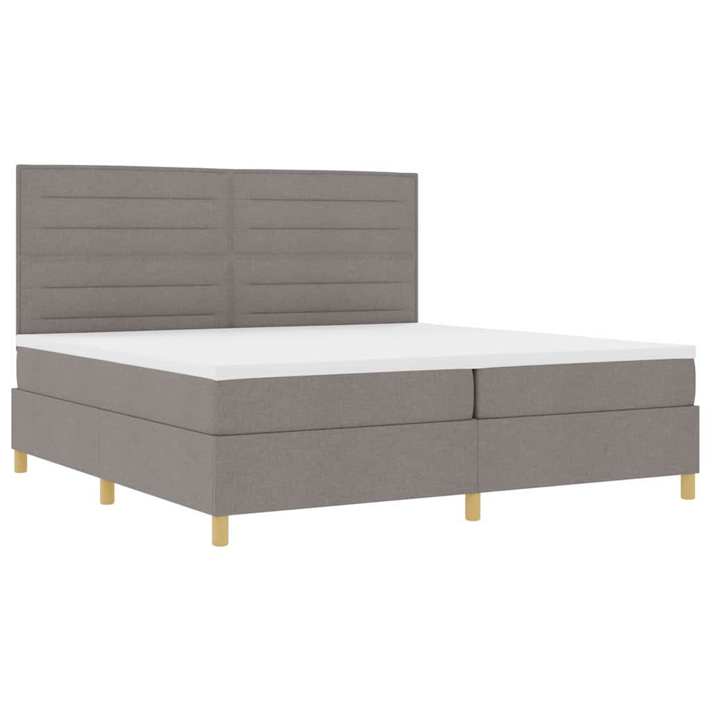 Boxspringbed met matras met hoofdeinde Taupe 200 x 200 cm Stof is nu te koop bij PeponiXL, paradijselijk wonen!