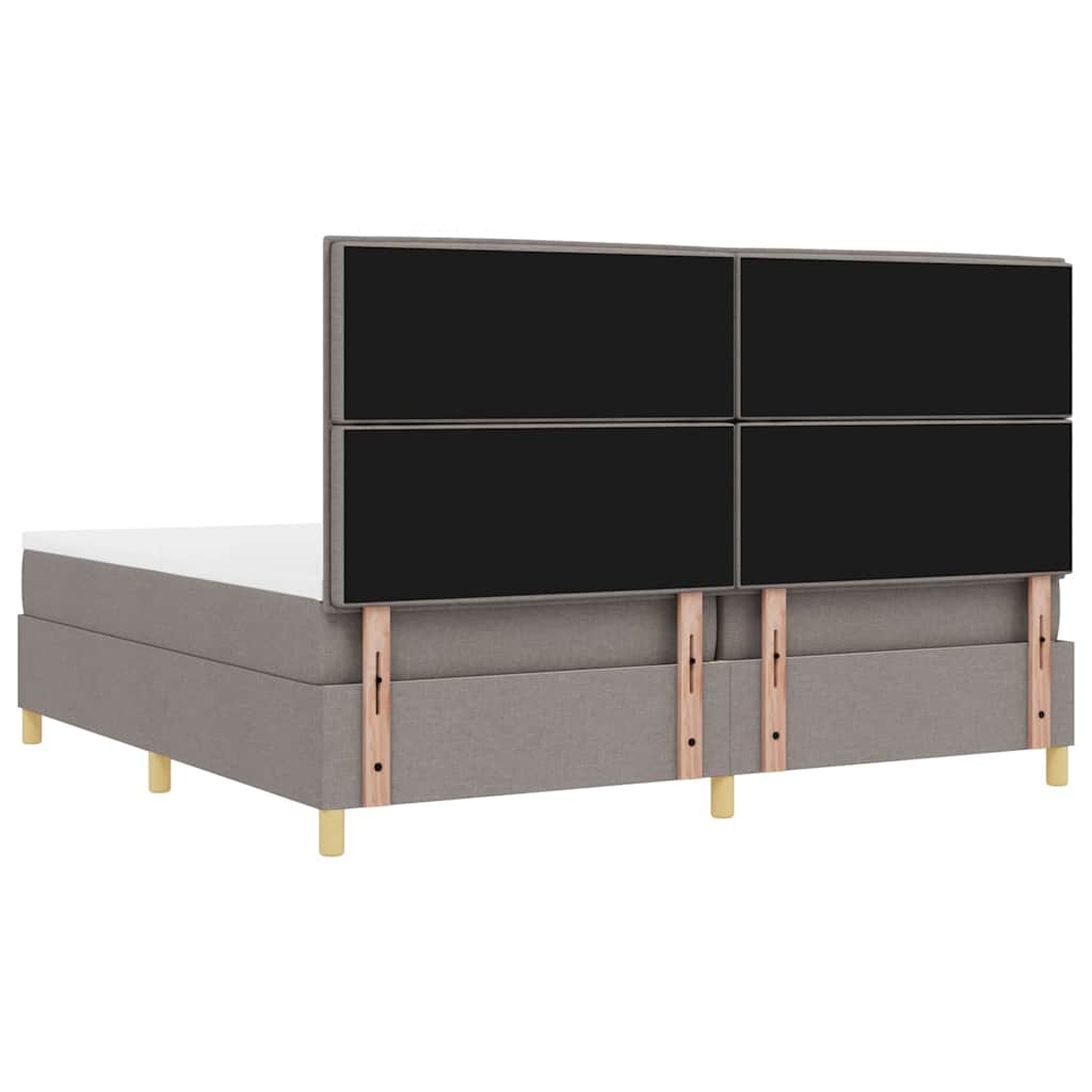 Boxspringbed met matras met hoofdeinde Taupe 200 x 200 cm Stof is nu te koop bij PeponiXL, paradijselijk wonen!