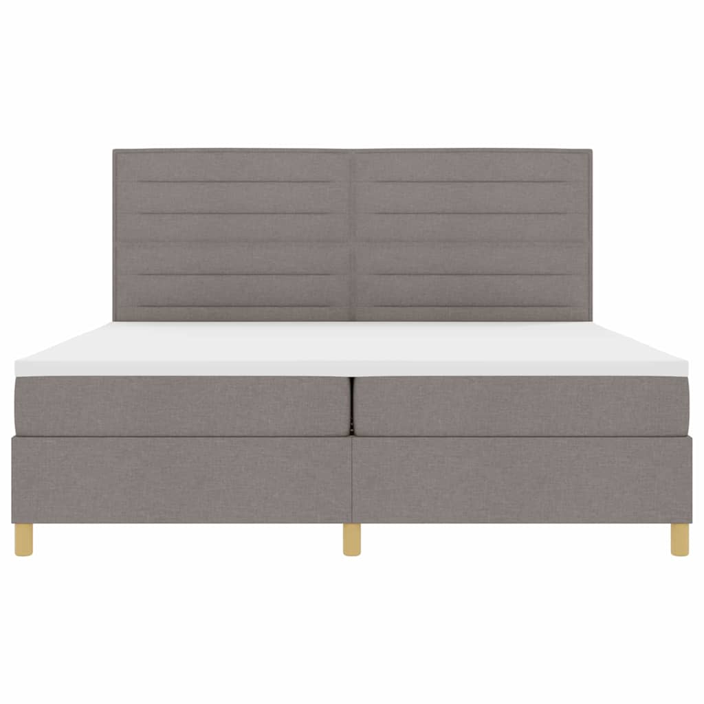 Boxspringbed met matras met hoofdeinde Taupe 200 x 200 cm Stof is nu te koop bij PeponiXL, paradijselijk wonen!