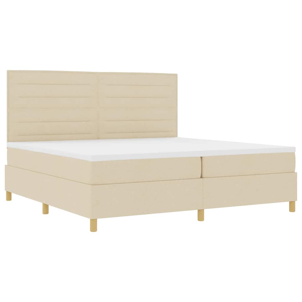 Boxspringbed met matras met hoofdeinde Crème 200 x 200 cm Stof is nu te koop bij PeponiXL, paradijselijk wonen!