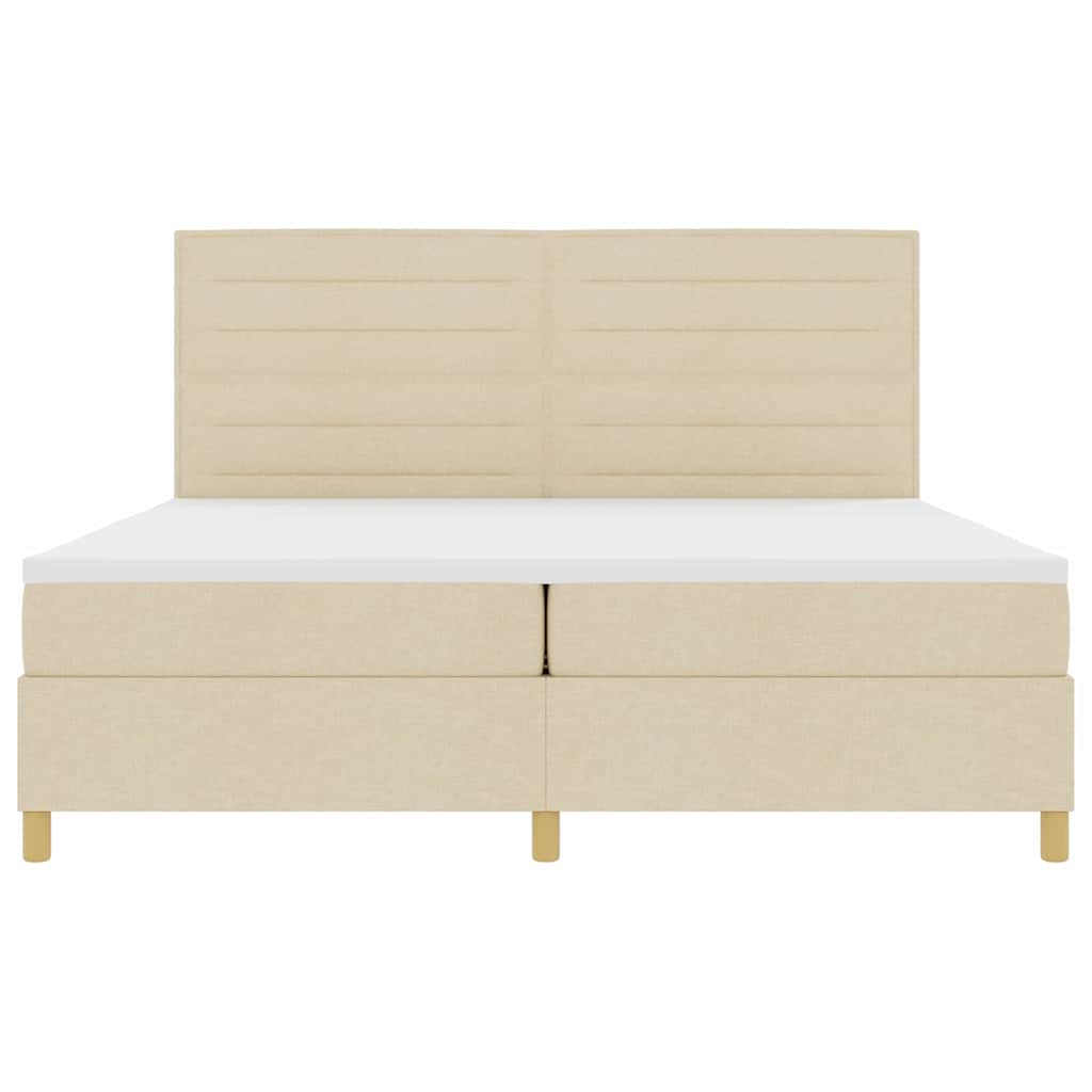 Boxspringbed met matras met hoofdeinde Crème 200 x 200 cm Stof is nu te koop bij PeponiXL, paradijselijk wonen!