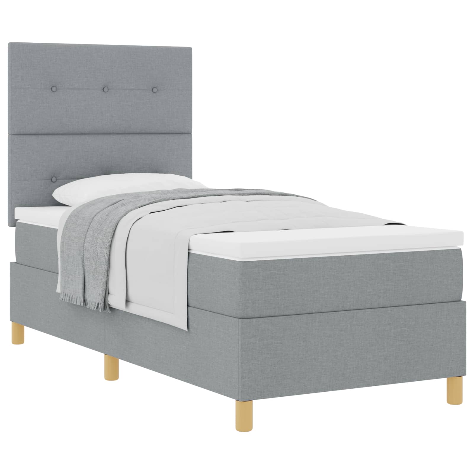 Boxspringbed met matras Lichtgrijs 90 x 190 cm Stof is nu te koop bij PeponiXL, paradijselijk wonen!