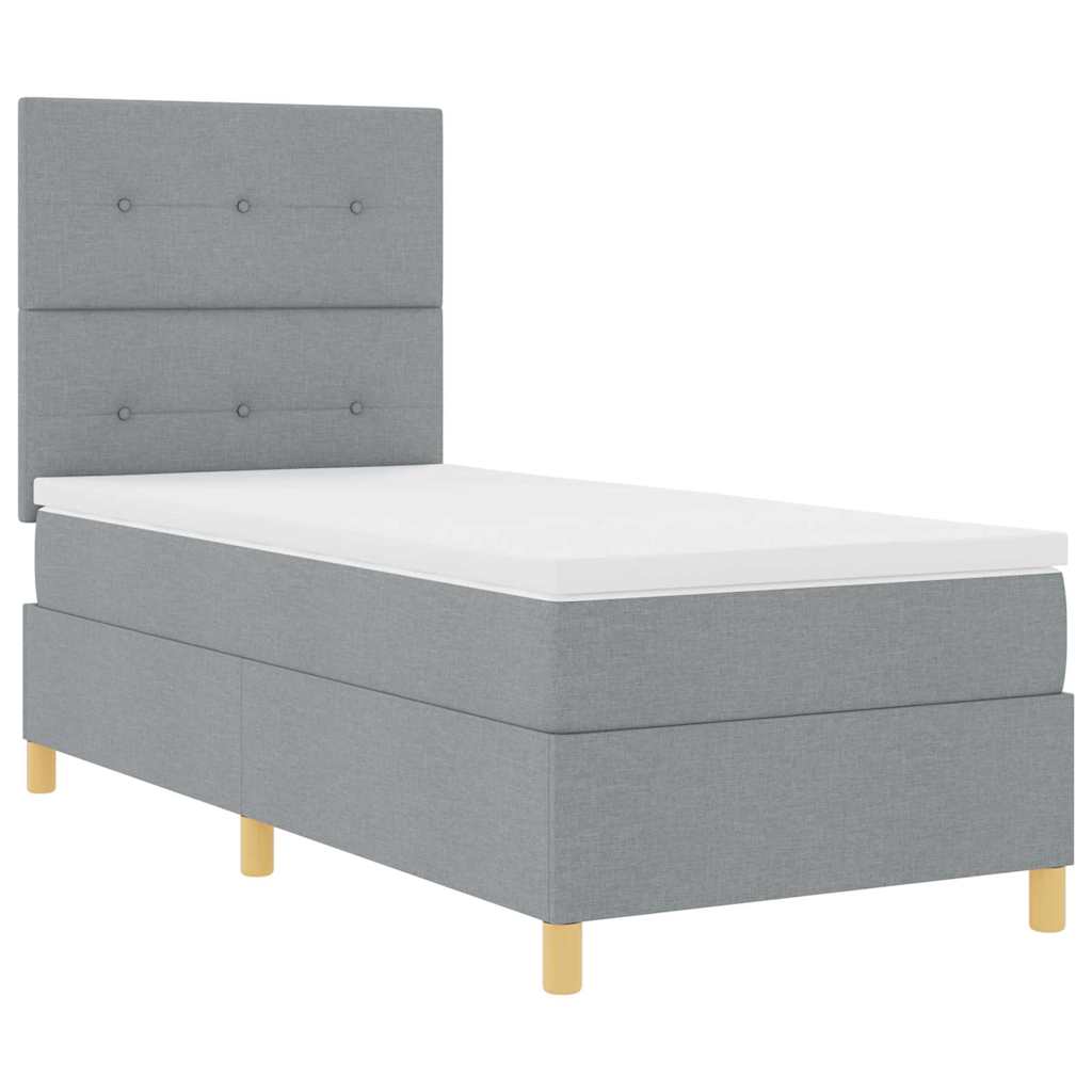 Boxspringbed met matras Lichtgrijs 90 x 190 cm Stof is nu te koop bij PeponiXL, paradijselijk wonen!