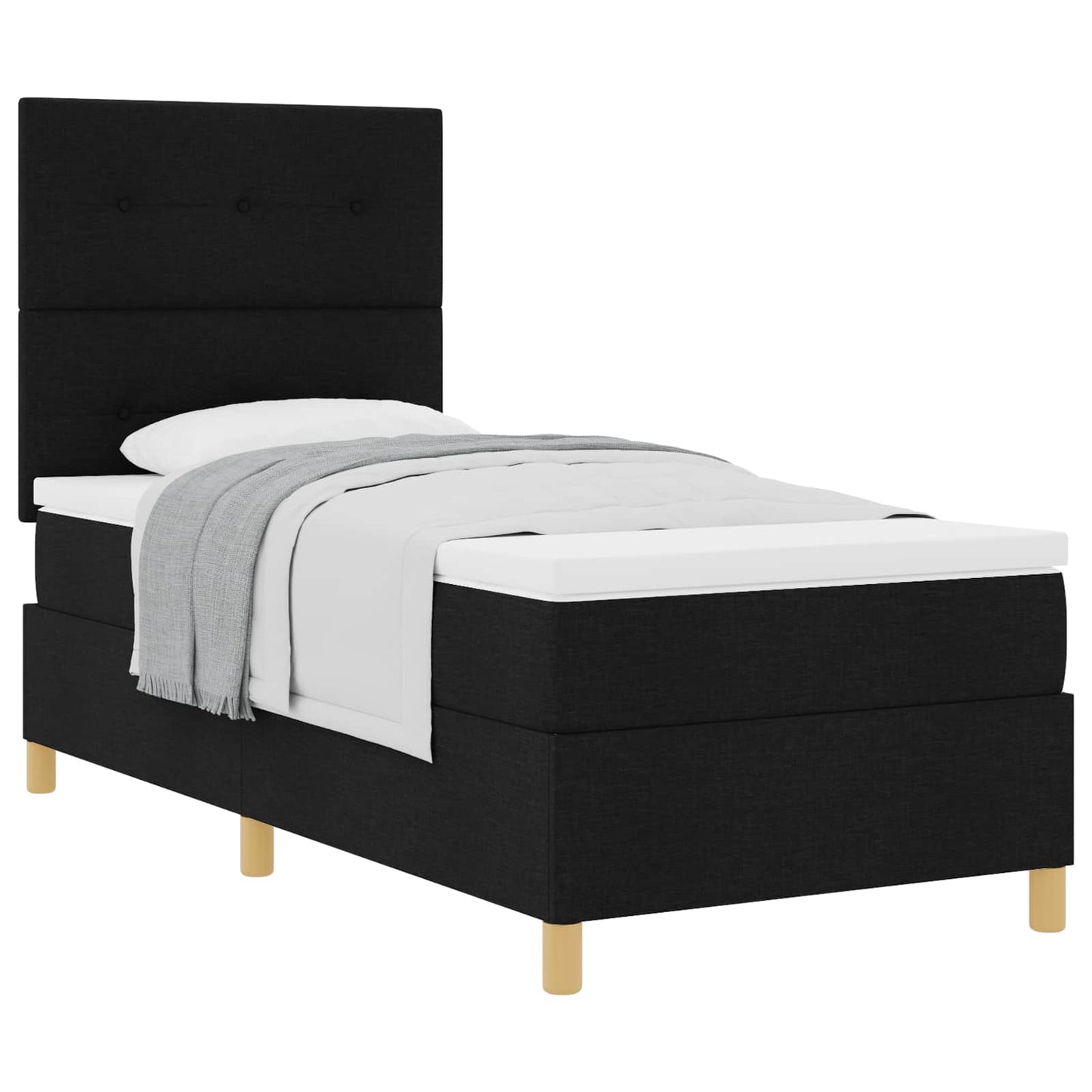 Boxspringbed met matras met hoofdeinde Zwart 90 x 190 cm Stof is nu te koop bij PeponiXL, paradijselijk wonen!