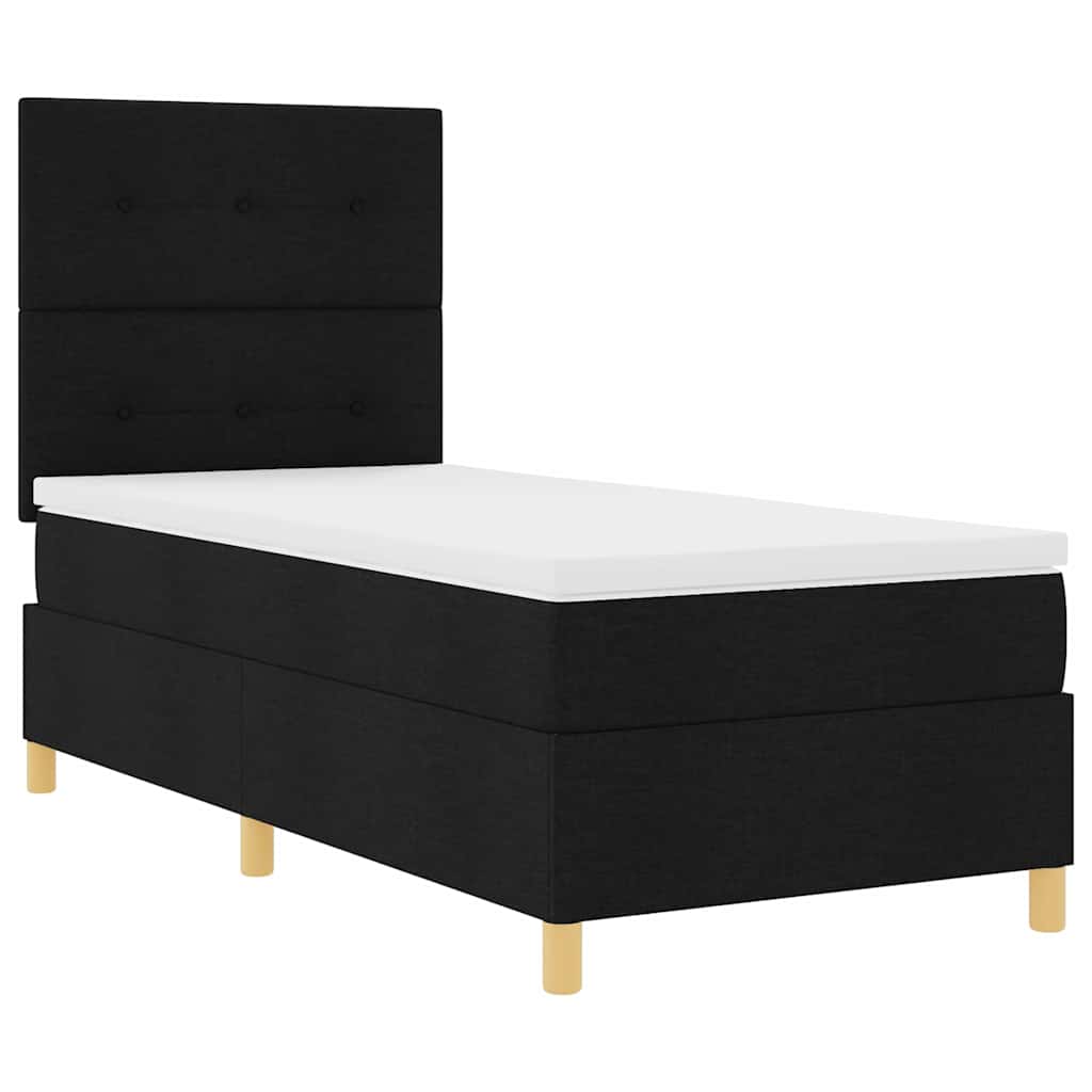 Boxspringbed met matras met hoofdeinde Zwart 90 x 190 cm Stof is nu te koop bij PeponiXL, paradijselijk wonen!