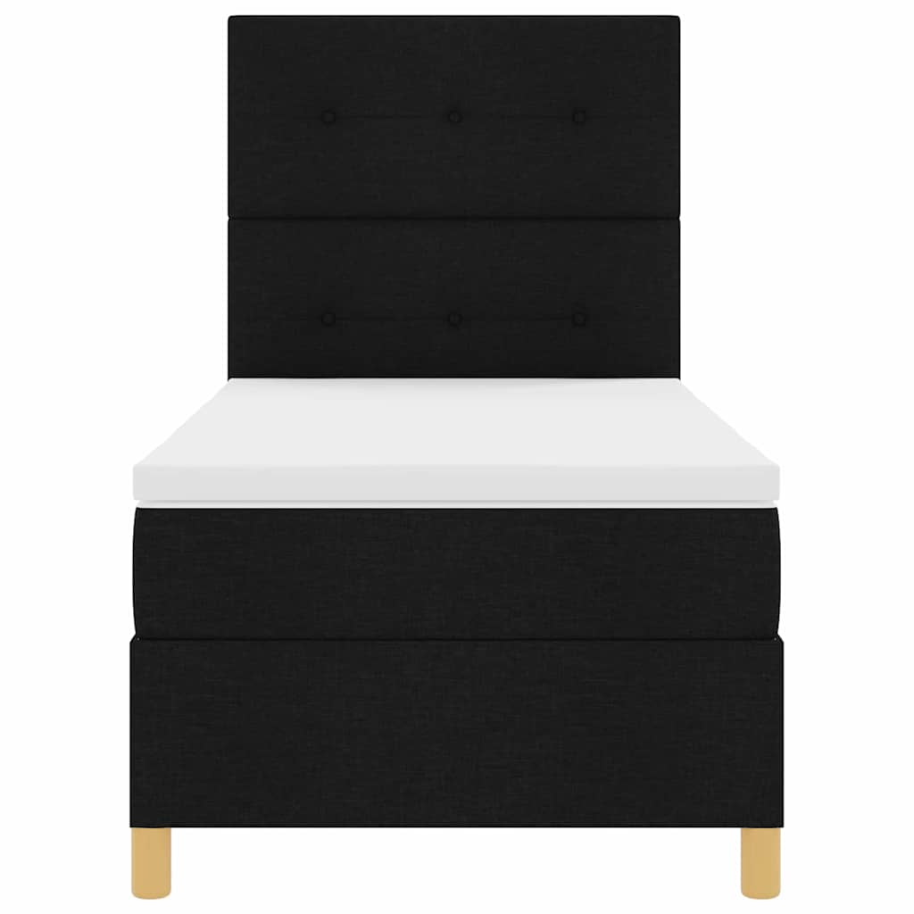 Boxspringbed met matras met hoofdeinde Zwart 90 x 190 cm Stof is nu te koop bij PeponiXL, paradijselijk wonen!