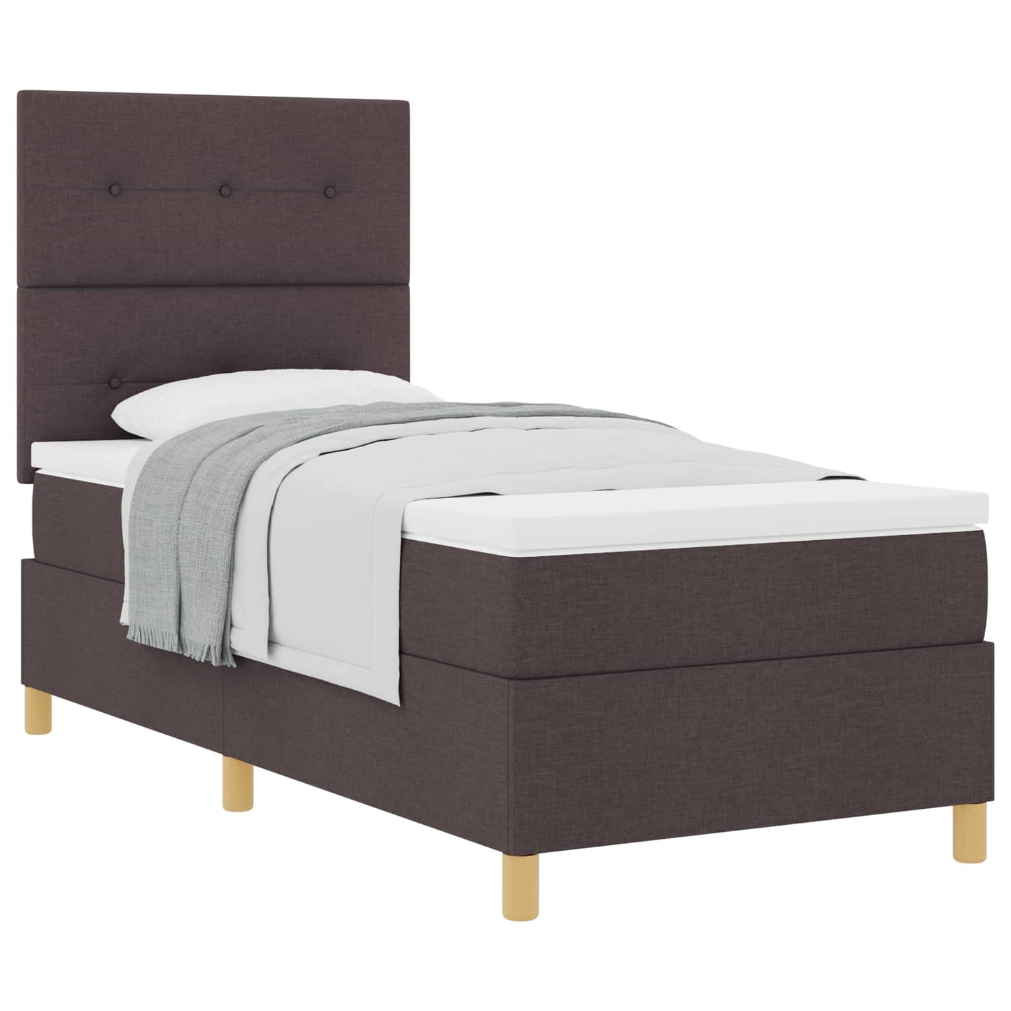 Boxspringbed met matras Donkerbruin 90 x 190 cm Stof is nu te koop bij PeponiXL, paradijselijk wonen!