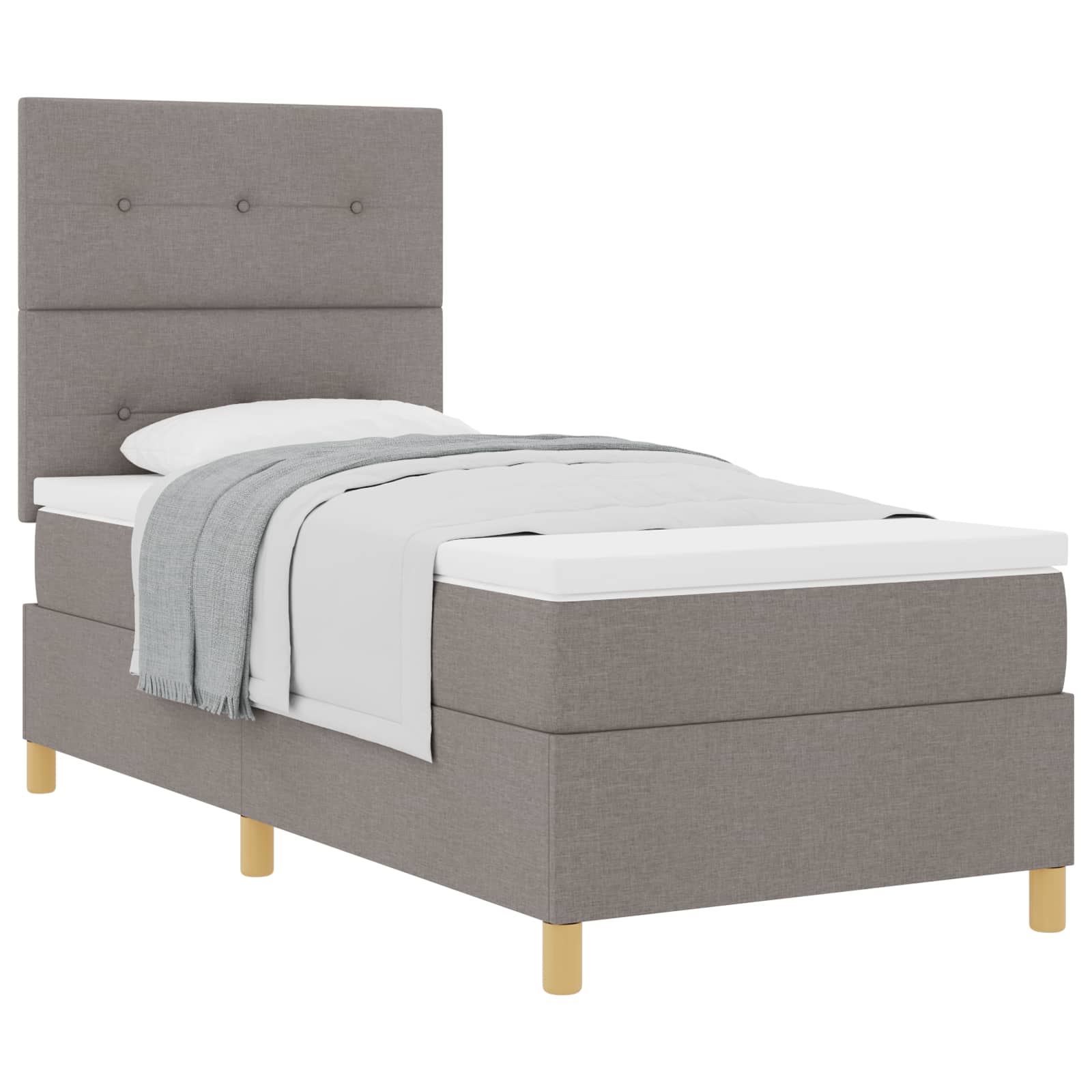 Boxspringbed met matras met hoofdeinde Taupe 90 x 190 cm Stof is nu te koop bij PeponiXL, paradijselijk wonen!