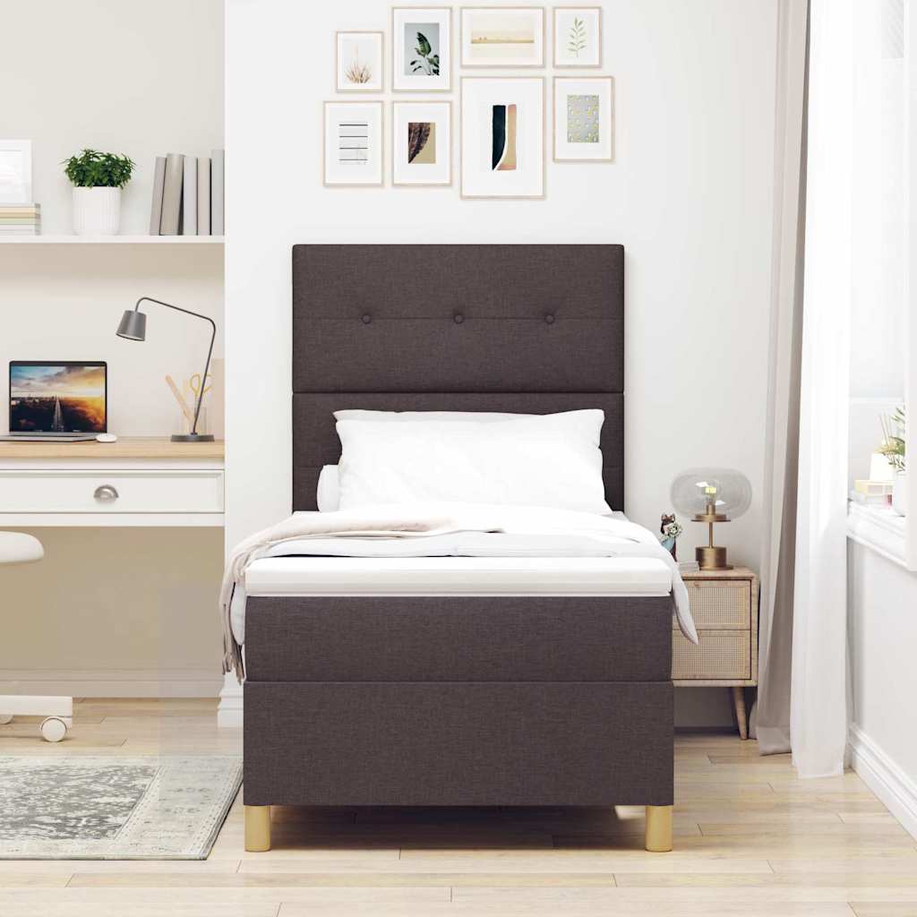 Boxspringbed met matras Donkerbruin 90 x 200 cm Stof is nu te koop bij PeponiXL, paradijselijk wonen!