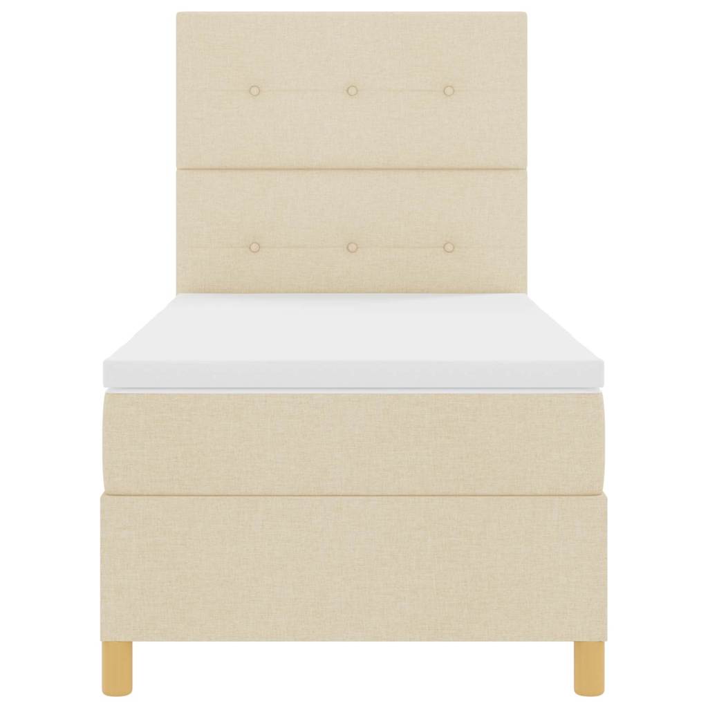 Boxspringbed met matras met hoofdeinde Crème 90 x 200 cm Stof is nu te koop bij PeponiXL, paradijselijk wonen!