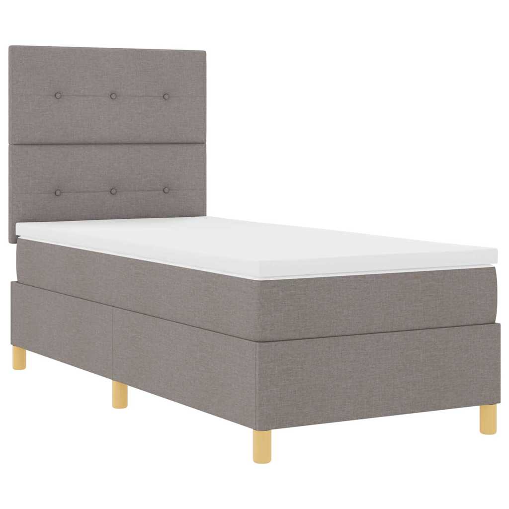 Boxspringbed met matras met hoofdeinde Taupe 100 x 200 cm Stof is nu te koop bij PeponiXL, paradijselijk wonen!
