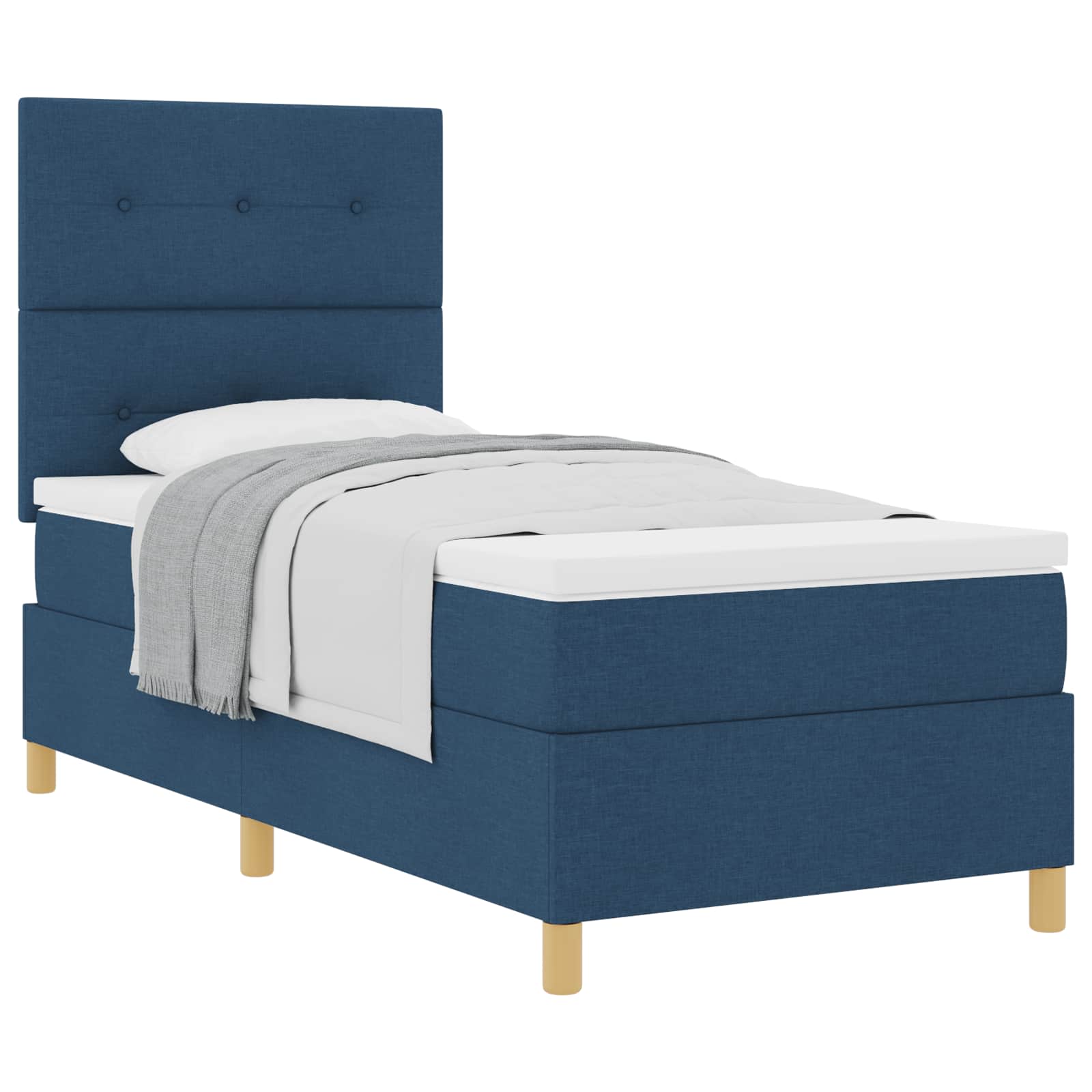 Boxspringbed met matras met hoofdeinde Blauw 100 x 200 cm Stof is nu te koop bij PeponiXL, paradijselijk wonen!