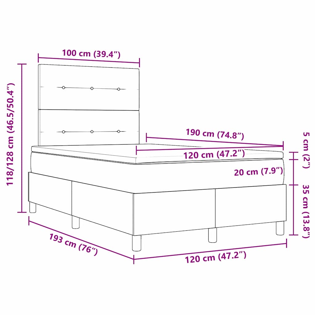 Boxspringbed met matras met hoofdeinde Crème 120 x 190 cm Stof is nu te koop bij PeponiXL, paradijselijk wonen!
