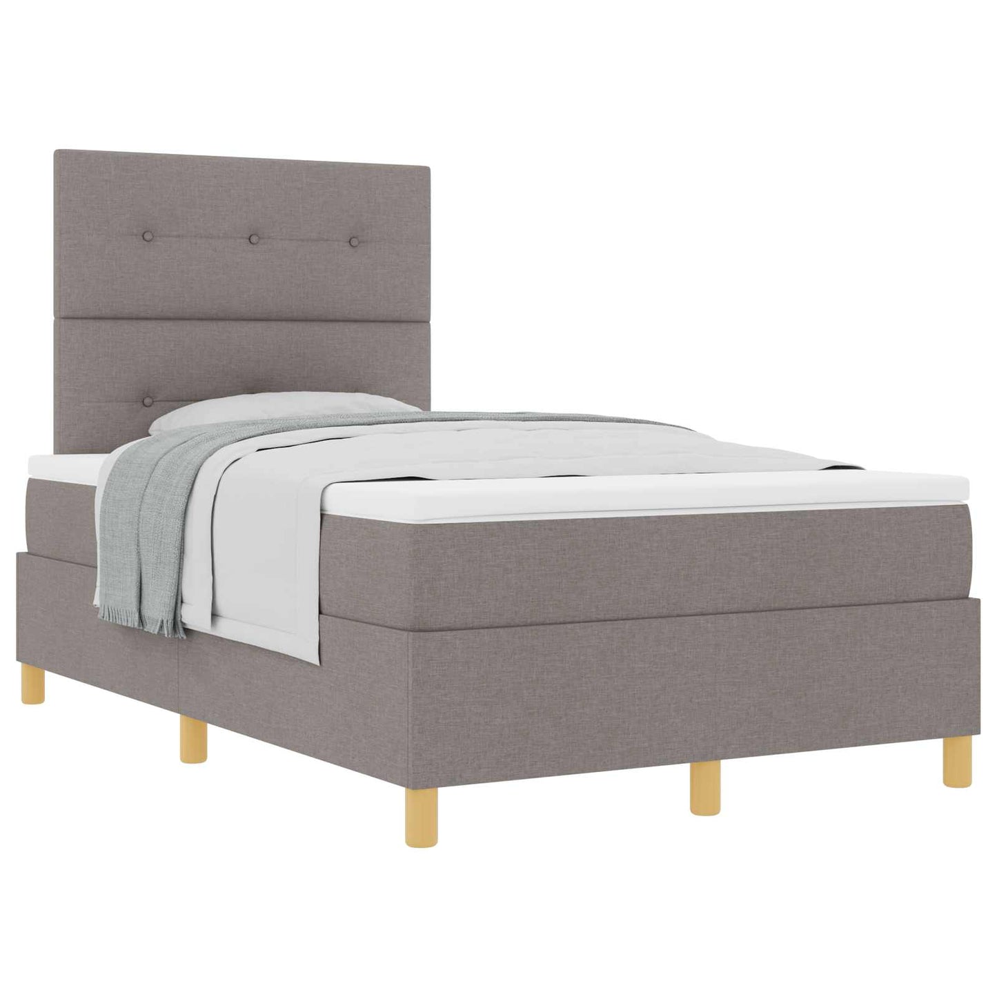 Boxspringbed met matras met hoofdeinde Taupe 120 x 200 cm Stof is nu te koop bij PeponiXL, paradijselijk wonen!