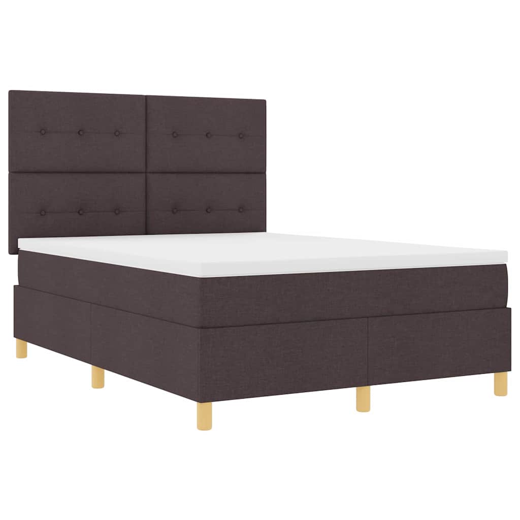 Boxspringbed met matras Donkerbruin 140 x 190 cm Stof is nu te koop bij PeponiXL, paradijselijk wonen!