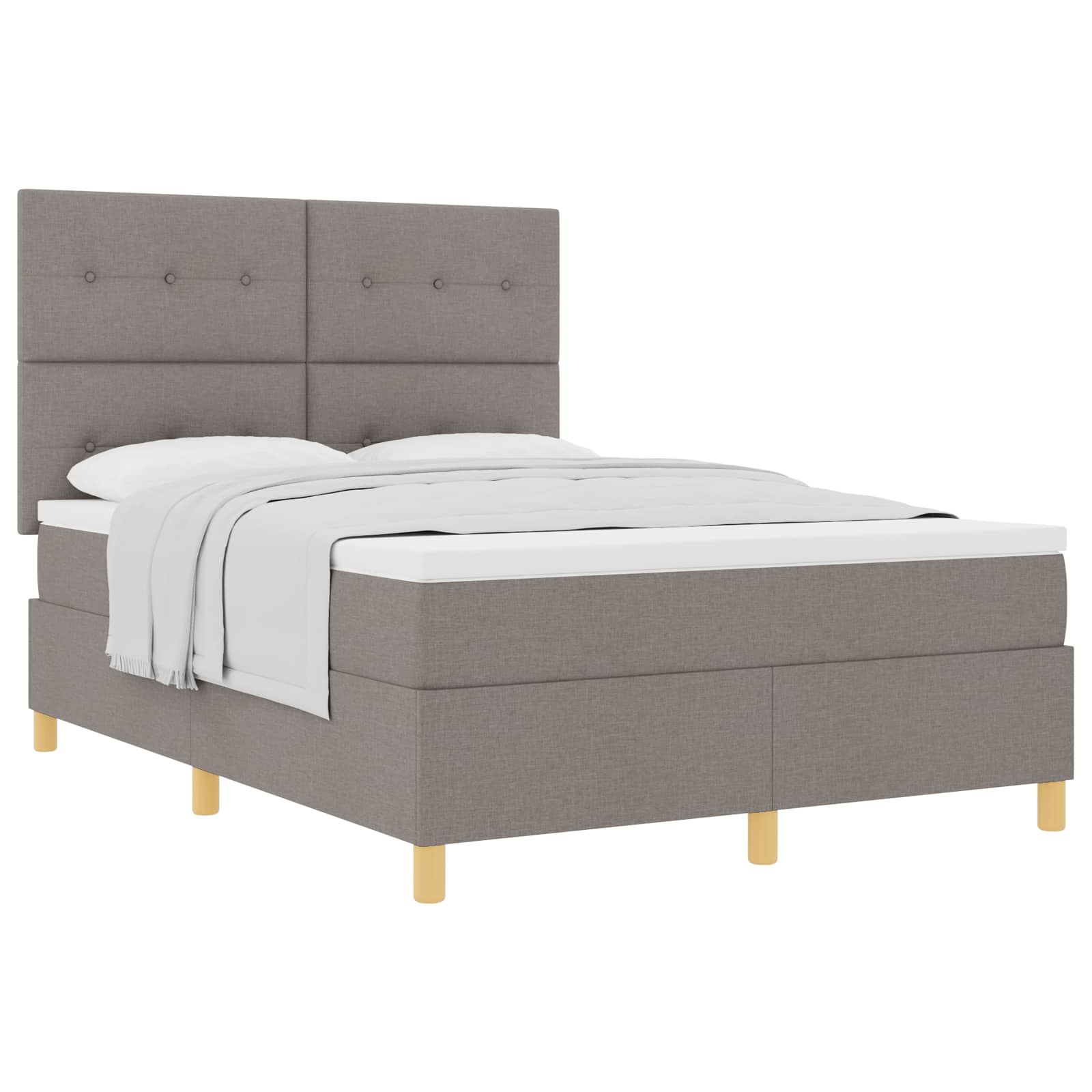 Boxspringbed met matras met hoofdeinde Taupe 140 x 190 cm Stof is nu te koop bij PeponiXL, paradijselijk wonen!