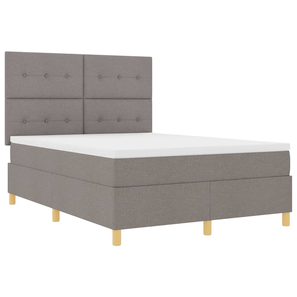Boxspringbed met matras met hoofdeinde Taupe 140 x 190 cm Stof is nu te koop bij PeponiXL, paradijselijk wonen!