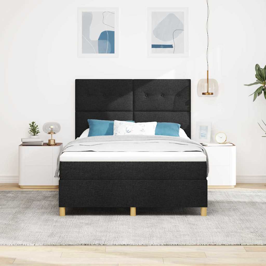 Boxspringbed met matras met hoofdeinde Zwart 140 x 200 cm Stof is nu te koop bij PeponiXL, paradijselijk wonen!