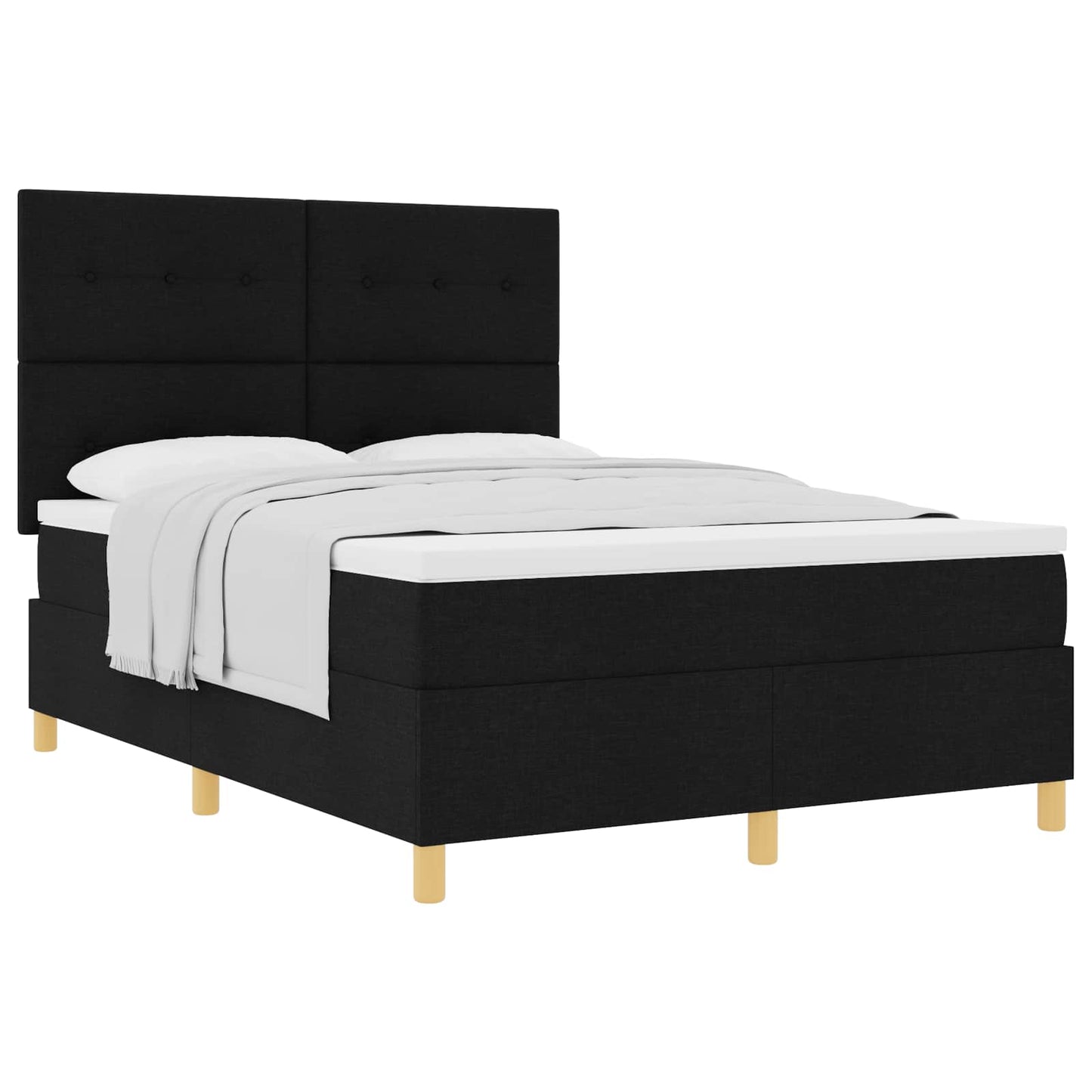 Boxspringbed met matras met hoofdeinde Zwart 140 x 200 cm Stof is nu te koop bij PeponiXL, paradijselijk wonen!