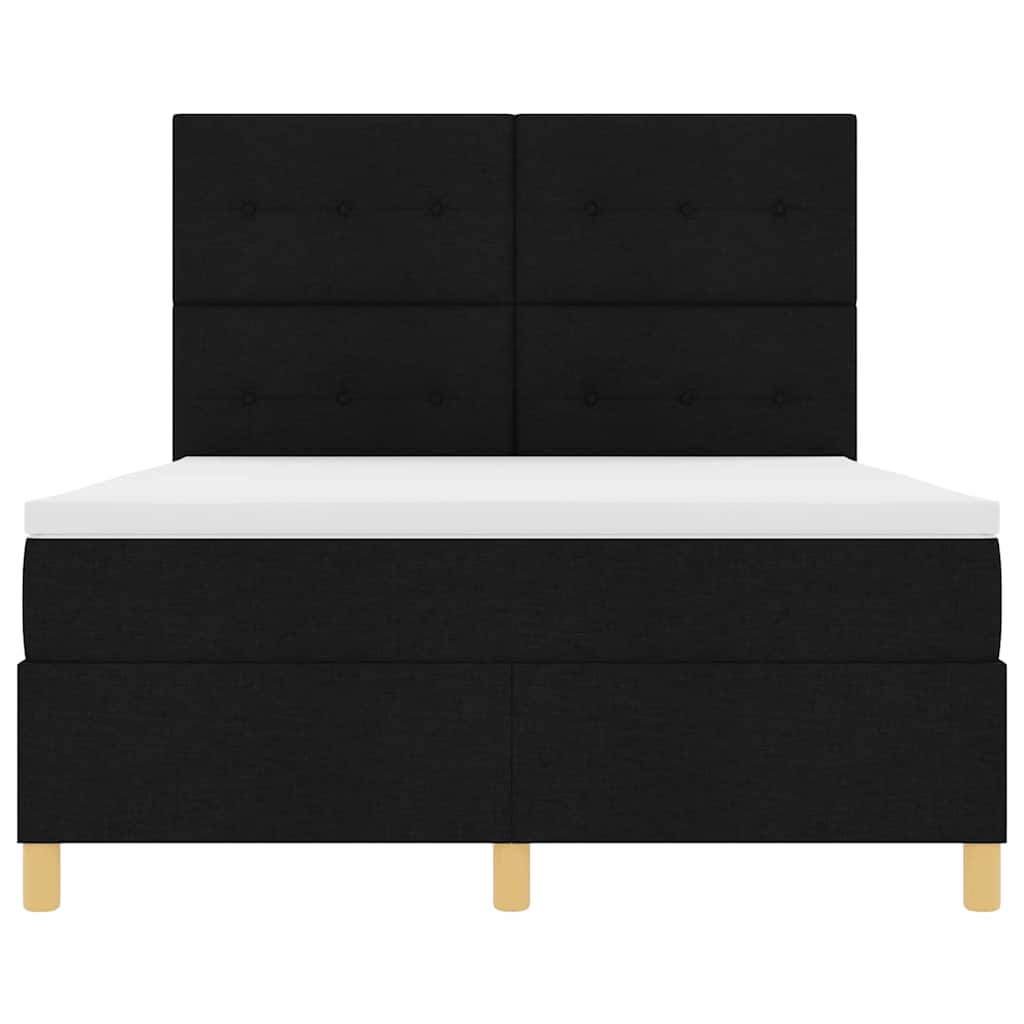 Boxspringbed met matras met hoofdeinde Zwart 140 x 200 cm Stof is nu te koop bij PeponiXL, paradijselijk wonen!
