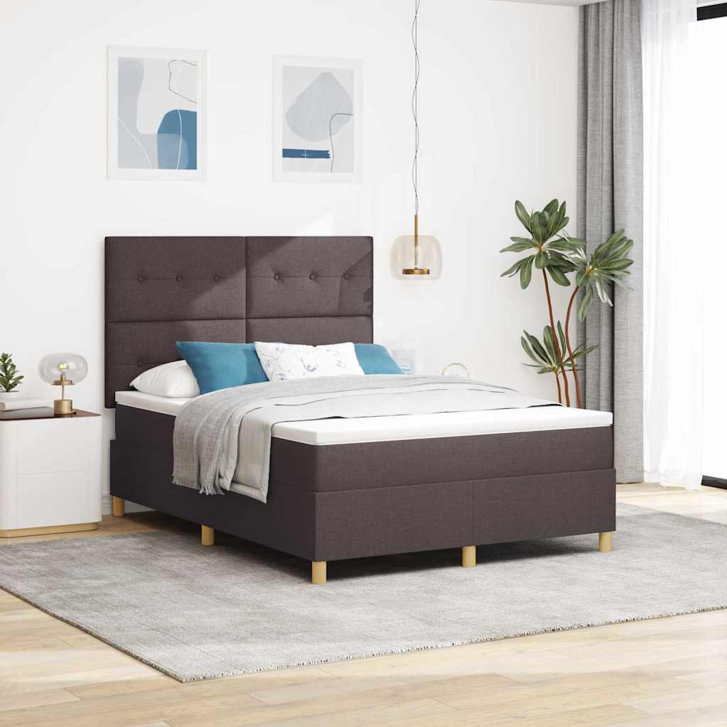 Boxspringbed met matras Donkerbruin 140 x 200 cm Stof is nu te koop bij PeponiXL, paradijselijk wonen!